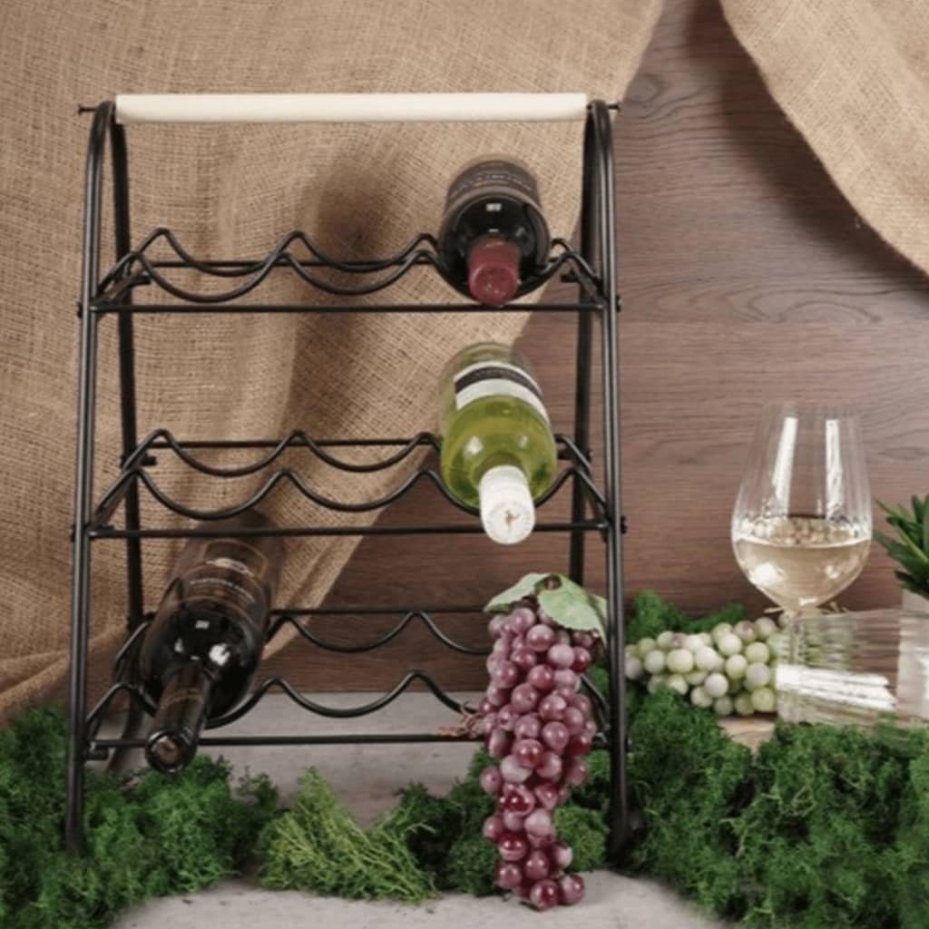 Home&Styling Weinregal Weinregal für 9 Flaschen Metall Schwarz und Natur