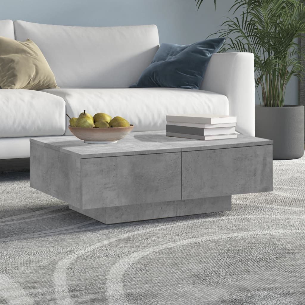 furnicato Couchtisch Betongrau 90 x 60 x 31 cm aus Holzwerkstoff (1-St), Pflegeleichter Wohnzimmertisch mit glatter Oberfläche als Ablage