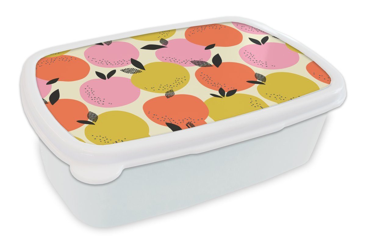 MuchoWow Lunchbox Orange - Sommer - Muster, Kunststoff, (2-tlg), Brotbox für Kinder und Erwachsene, Brotdose, für Jungs und Mädchen weiß