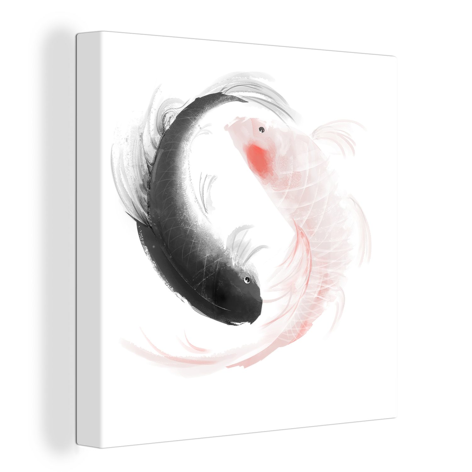 OneMillionCanvasses® Leinwandbild Eine Illustration des Yin und Yang Logos mit Fischen, (1 St), Leinwand Bilder für Wohnzimmer Schlafzimmer