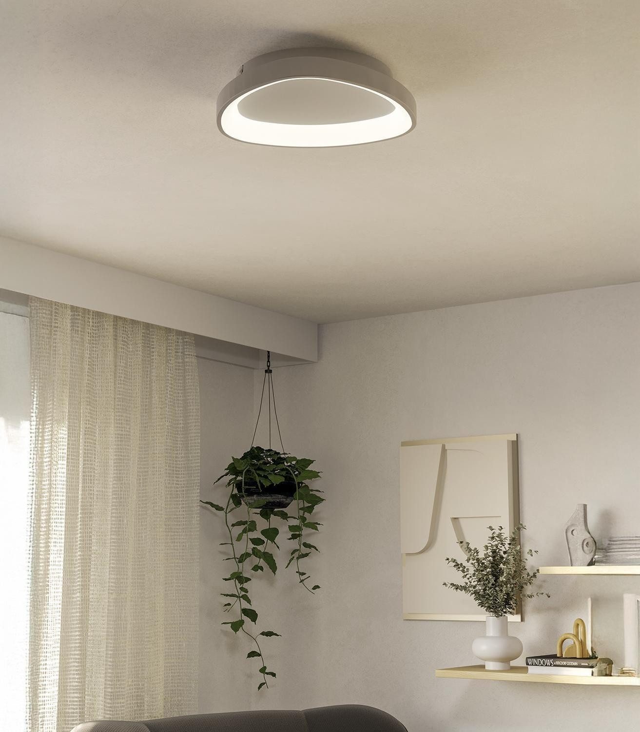 EGLO LED Deckenleuchte MOGGIONA, Ø 35 x H 7,5 cm, Weiß, Kunststoff, Stahl, Anpassung der Farbtemperatur, LED fest integriert, Extra-Warmweiß, Neutralweiß, Tageslichtweiß, mit Fernbedienung