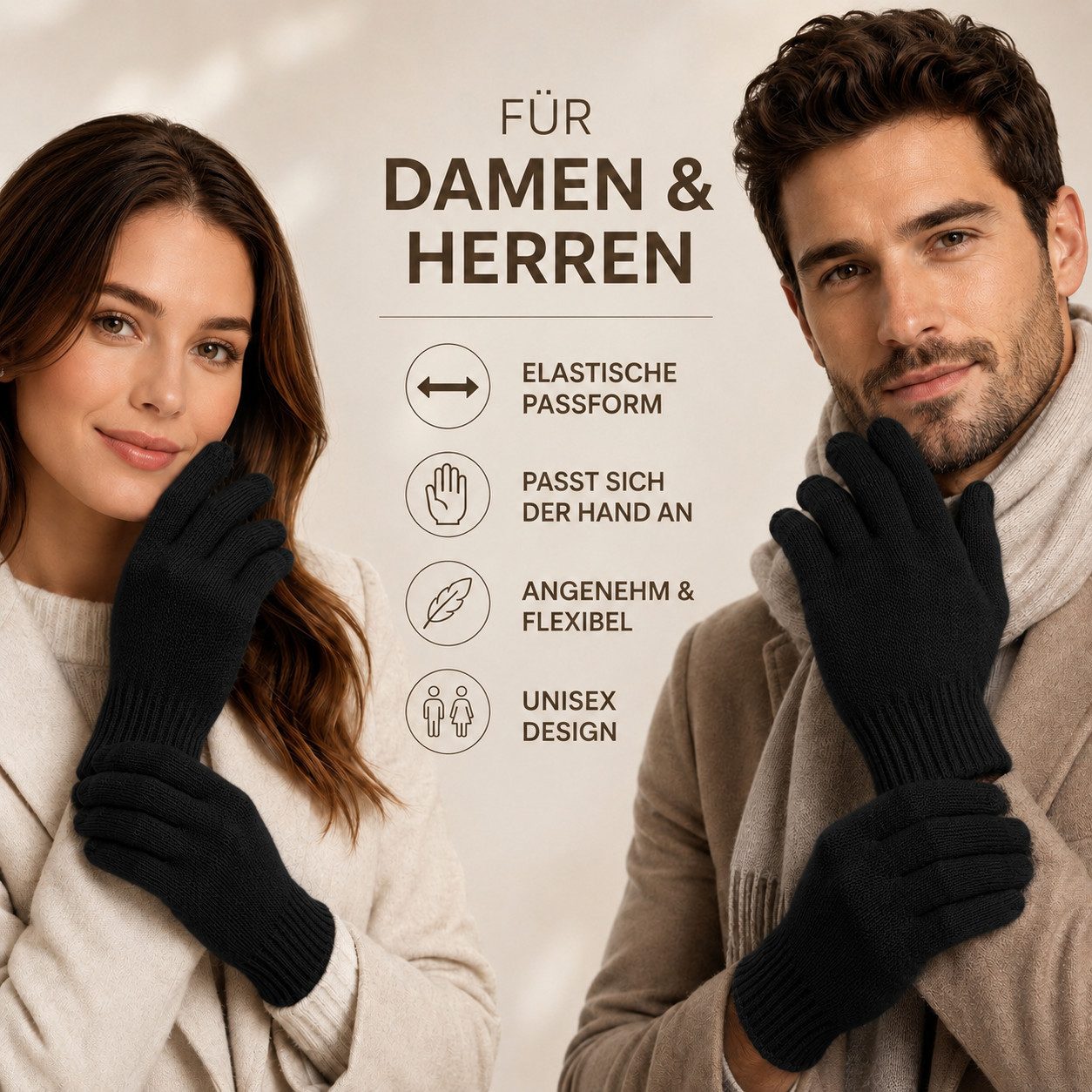 herémood Strickhandschuhe Handschuhe Winter für Damen Herren, Winterhandschuhe, Sport & Fahrrad vollständig bedeckte Finger, Testsiegel SEHR GUT (Note 1,1) – Bild 4 von 5