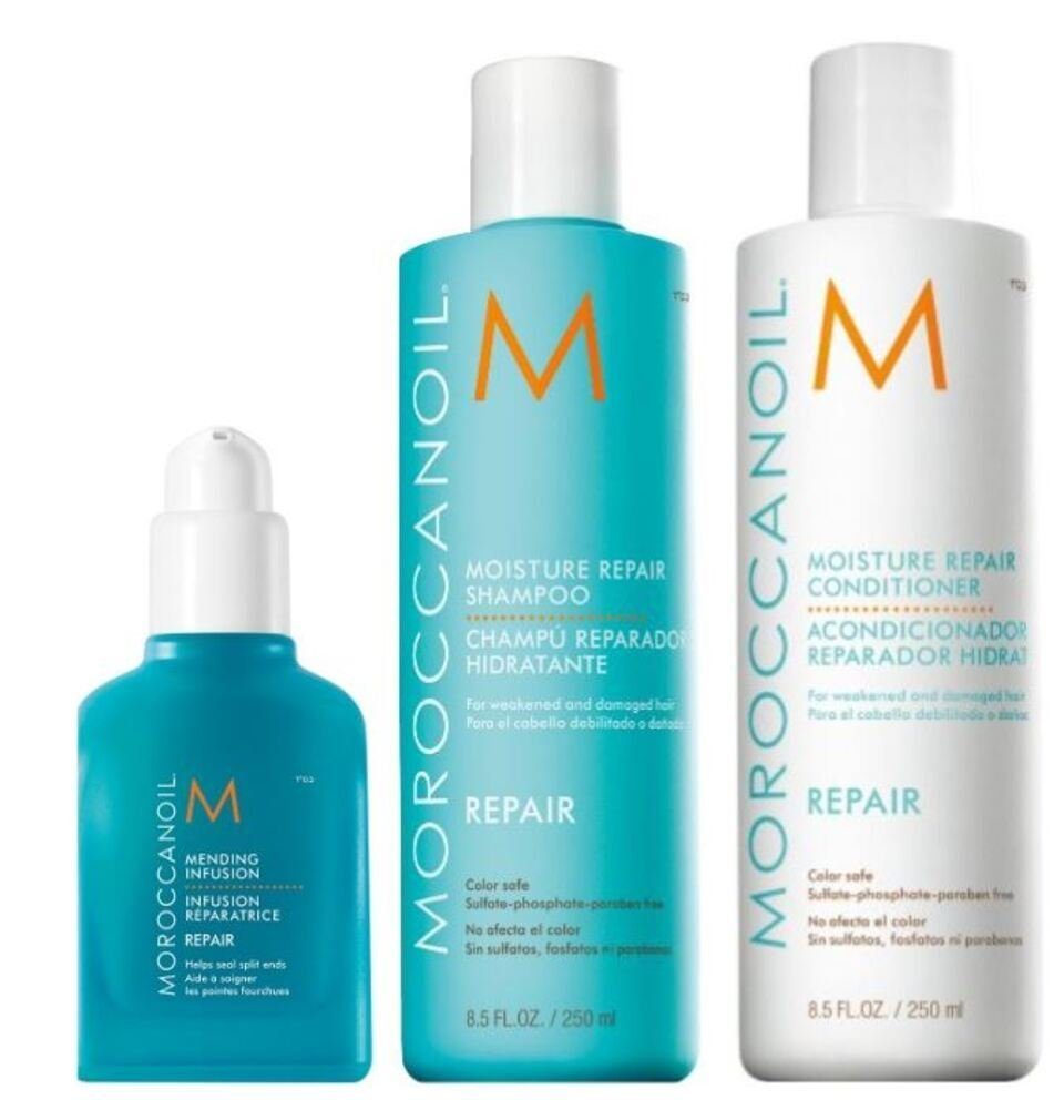 3-tlg., Haarspitzenfluid, Shampoo moroccanoil + reparierend Haarpflege-Set + Trio, Conditioner Set, Repair