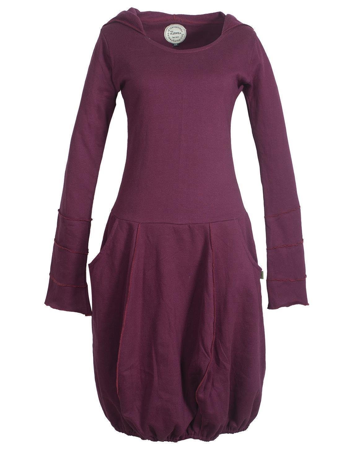 Midikleid Warmes Langarm Kleid ballonförmig mit Zipfelkapuze