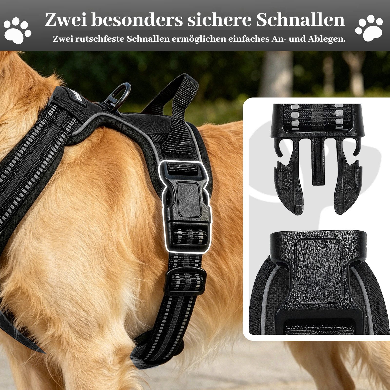 BlingBin Hunde-Geschirr Antizug Hundegeschirr mit Leine, Anti Zieh Geschirr für Hunde, Nylon und Polyester, Atmungsaktives und Reflektierendes Brustgeschirr für Mittelgroße Hunde