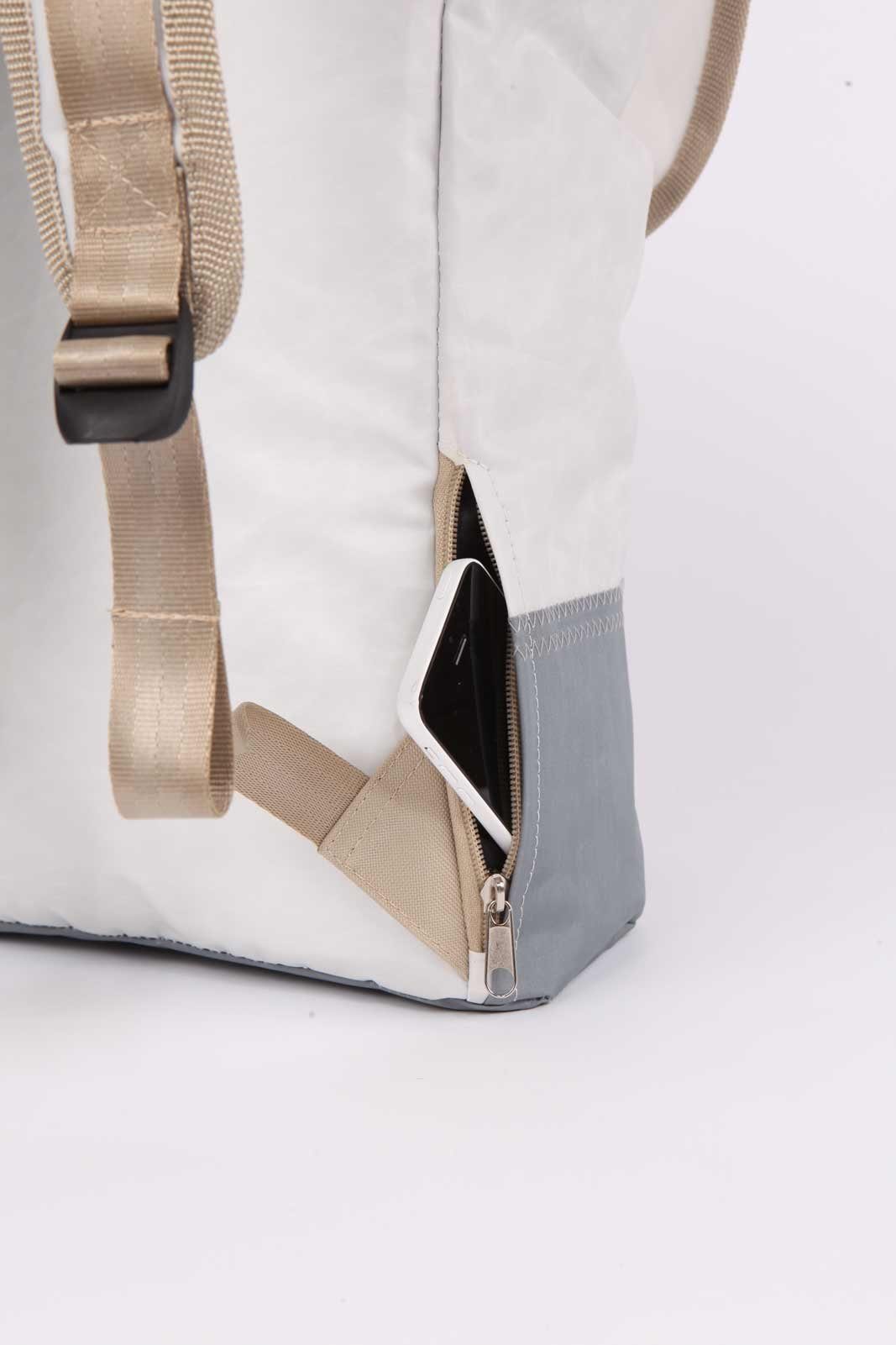 360Grad Rucksack Rucksack Landgang Weiss Grau, recyceltes Segeltuch