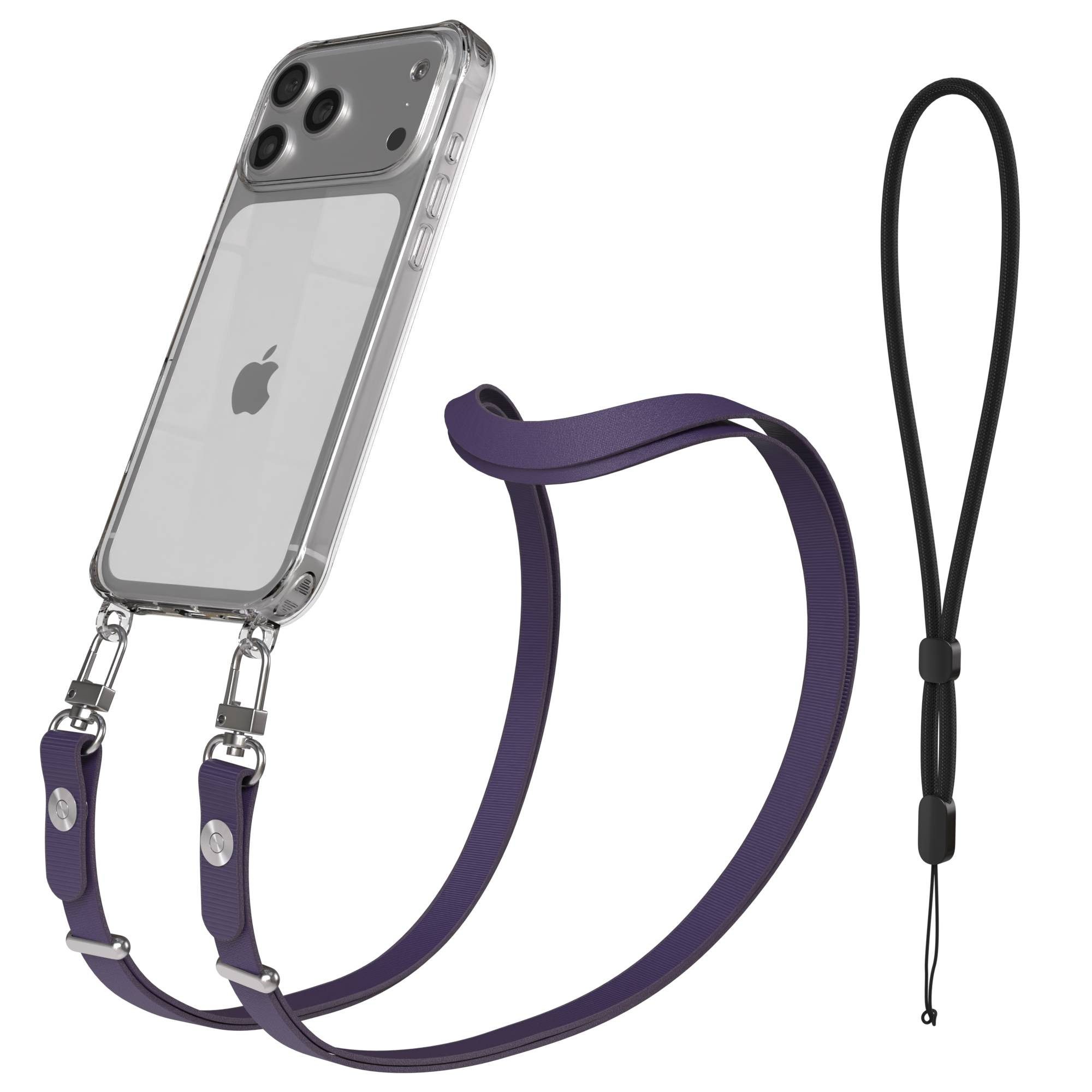EAZY CASE Handykette für Apple iPhone 17 Pro Max Handyhülle mit Handyband magnetisch, Kordel fürs Handy in Lila mit flexibler Länge und Magnetband