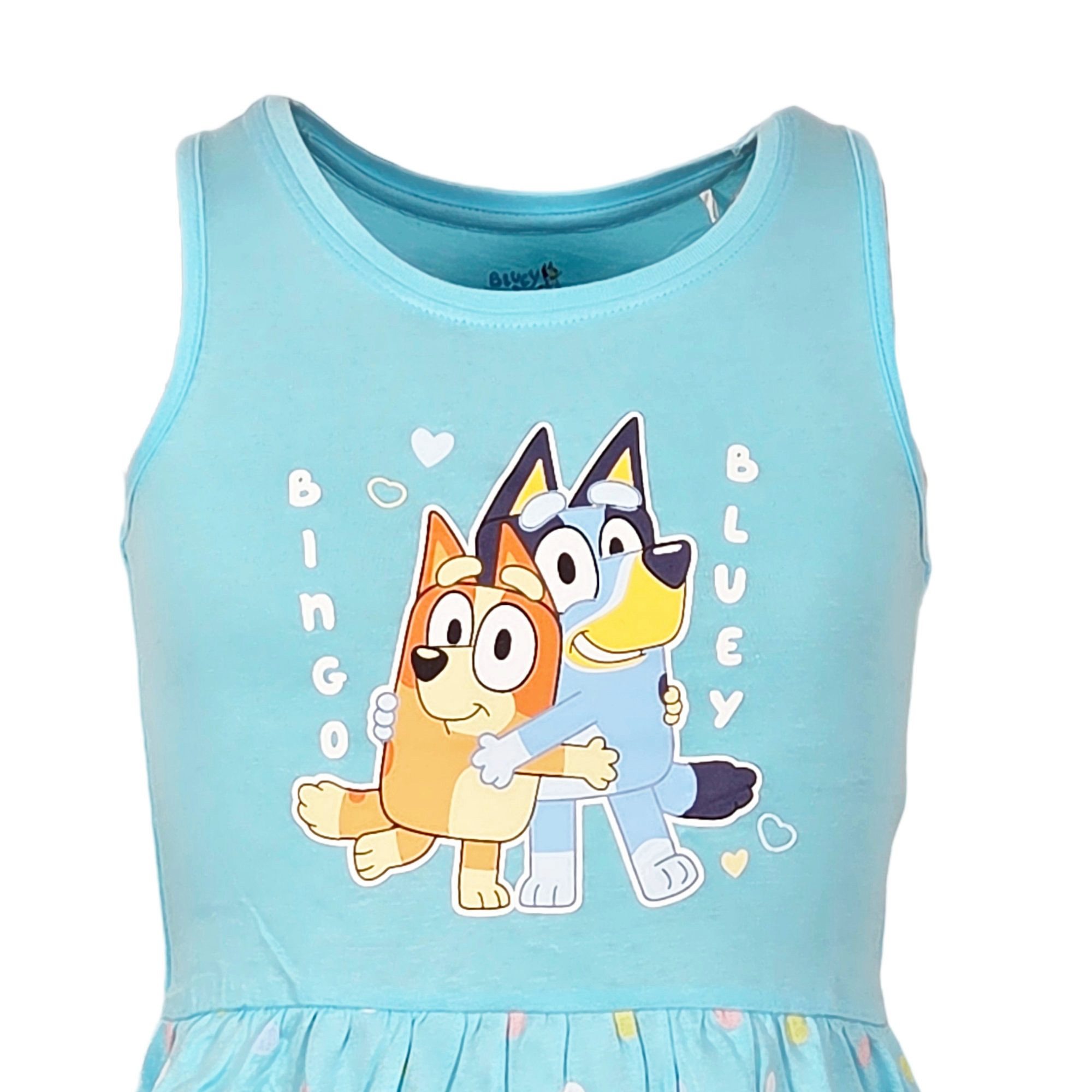 Bluey Sommerkleid Bluey Bingo Kinder Mädchen kurzarm Kleid Sommerkleid 100% Baumwolle, Gr. 92 bis 116