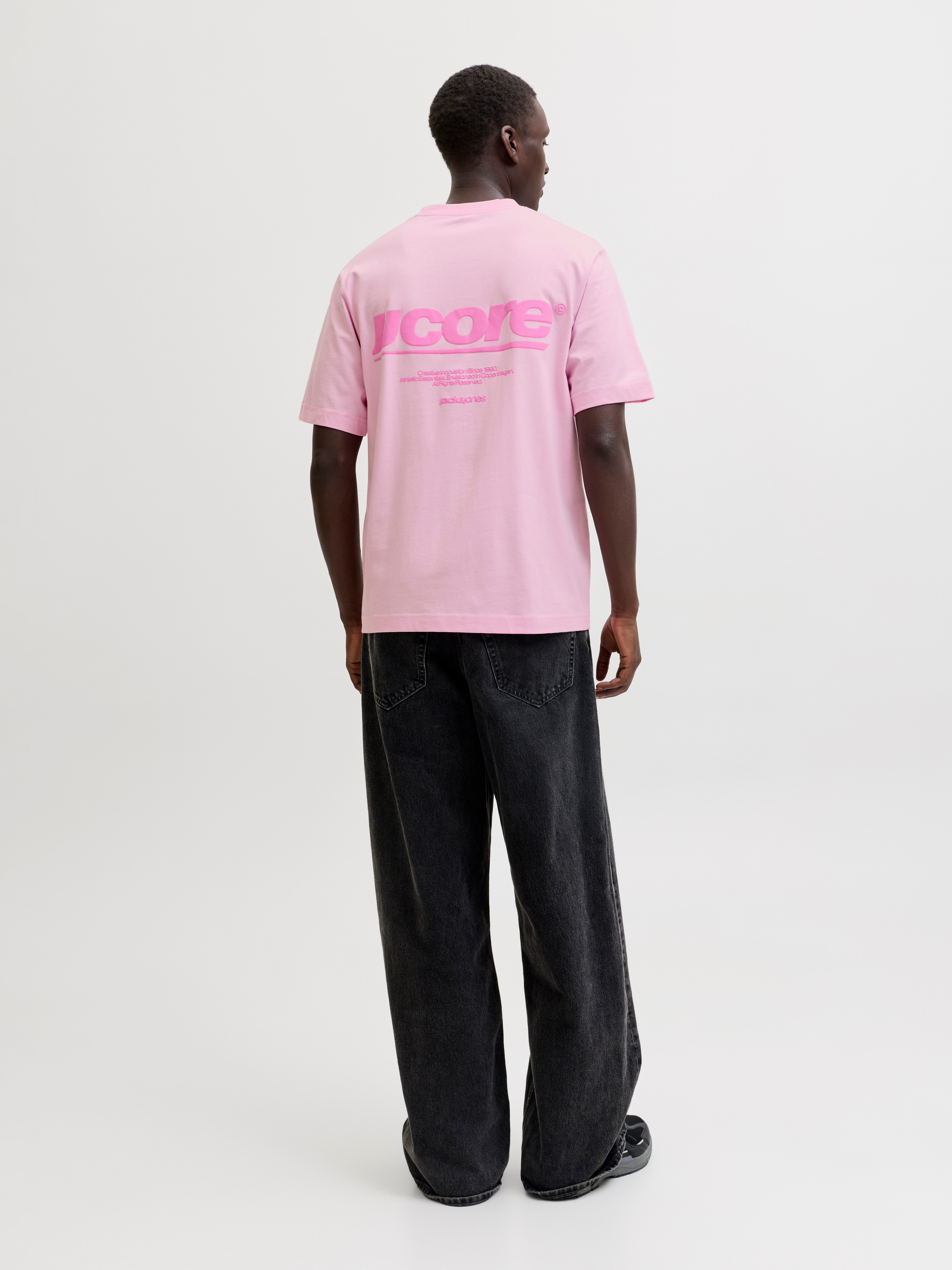 Jack & Jones T-Shirt JCOCLUB BACK TEXT PRNT TEE SS CREW SN mit Print