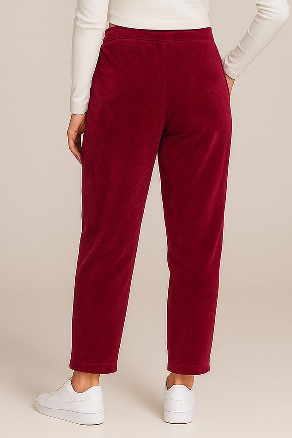 Kendindza Collection Jogger Pants Damen Cordhose Optik Hose Jogg-Pants elegant Stoffhose Stretch elastischer Stoff, weich mit Gummibund