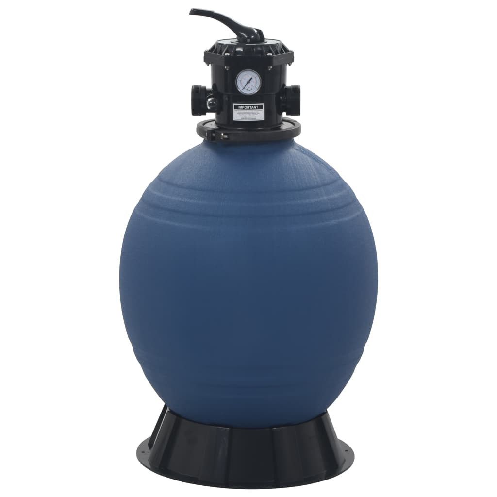 vidaXL Kartuschen-Filterpumpe 560 mm Pool-Sandfilter mit 6-Wege-Ventil Filterkessel Blau 560 mm