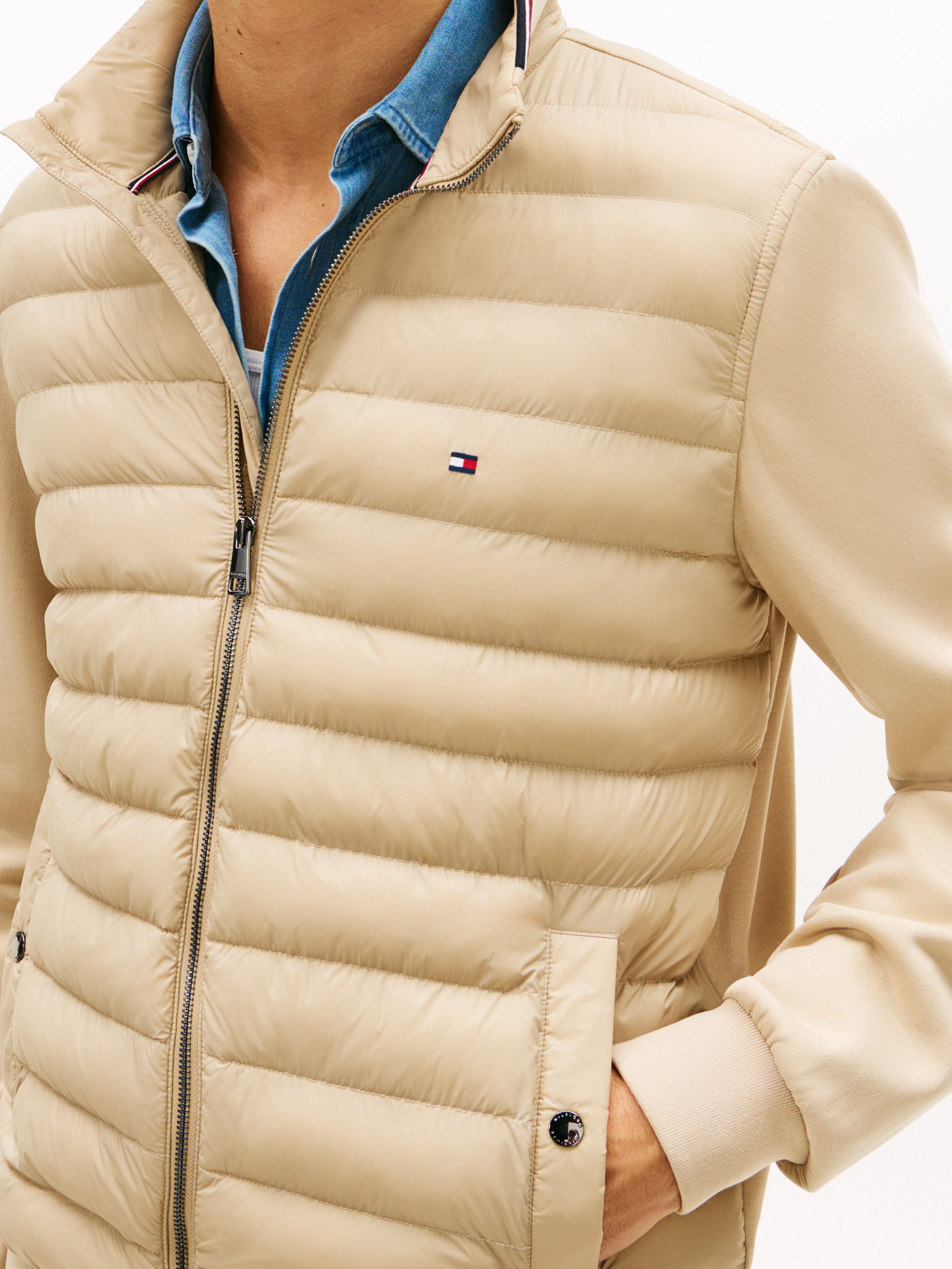 Tommy Hilfiger Steppjacke MIX MEDIA mit Stehkragen unifarben, casual, regular fit, Baumwollmix