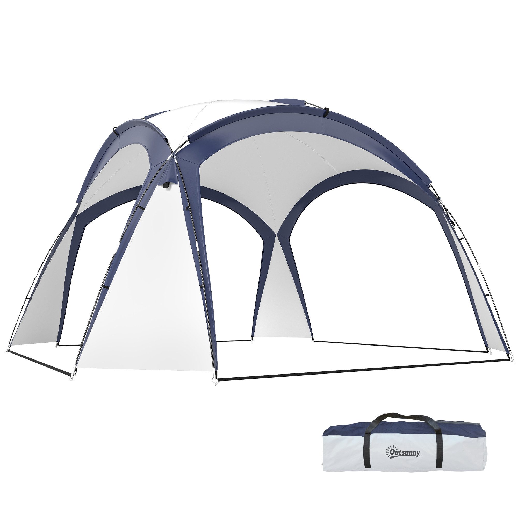 Outsunny Partyzelt Partyzelt, Festzelt, Glasfaser, UV-Schutz, Wetterfest Glasfaserstange, mit 0 Seitenteilen, (Gartenzelt, Campingzelt), für Garten, Balkon, Cremeweiß