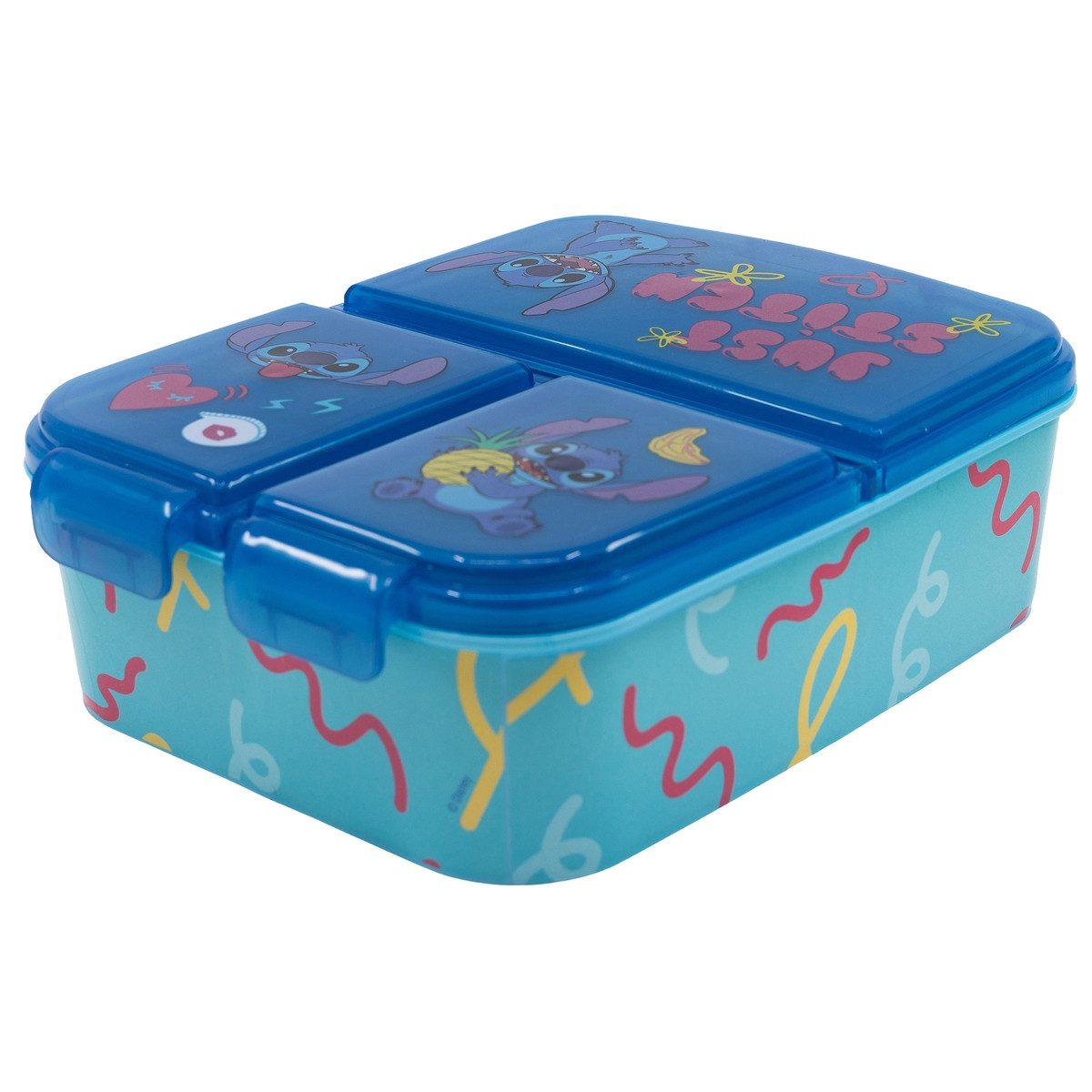 p:os Lunchbox Brotdose Disney Stitch dreigeteilt blau/türkis