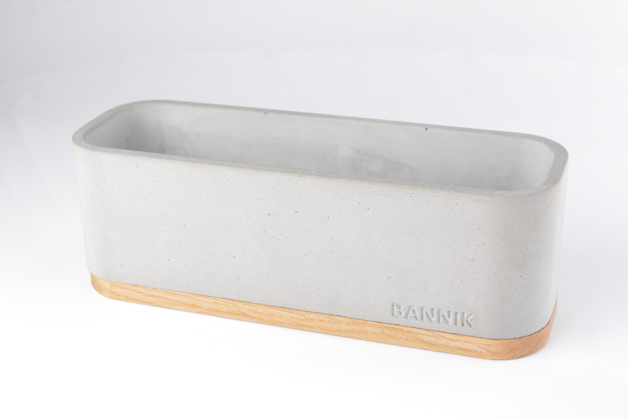 Bannik Blumentopf aus Beton und Holz - handgefertigt - Pflanztopf modern (1 St., 22,5x7,5x8cm), Unikat mit Holzuntersetzer, handmade in Germany, stilvoll & komp – Bild 4 von 5