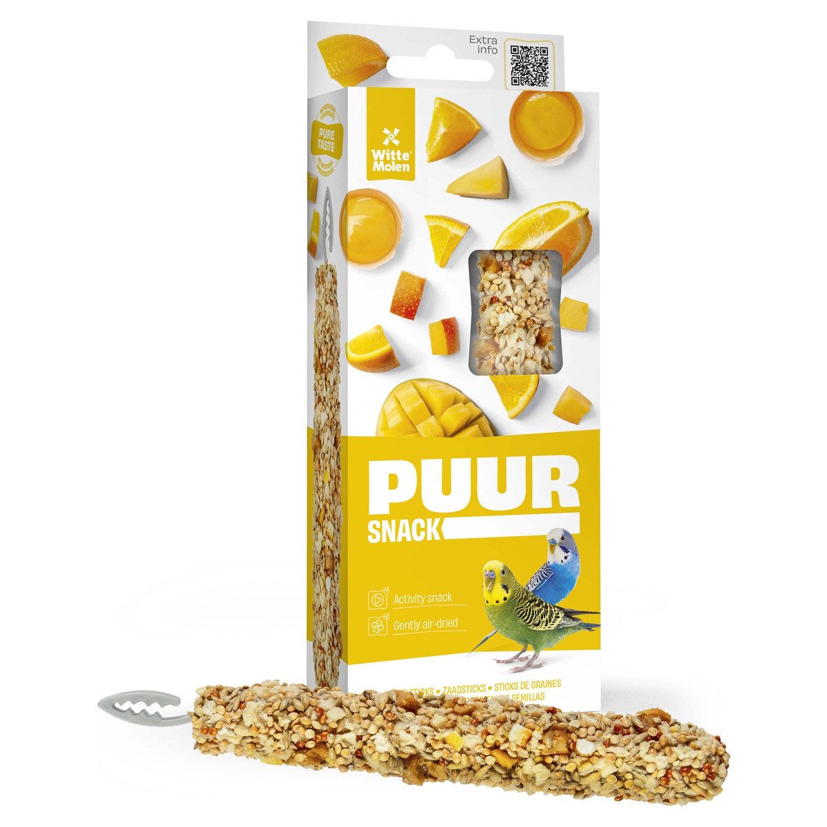 Witte Molen Puur Sticks Wellensittich orange & Mango 60 g, Trockenfutter für: Vogel