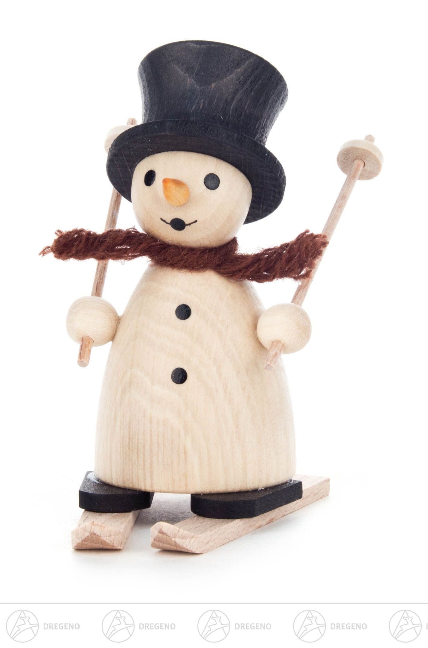 Dregeno Erzgebirge Schneemann Weihnachtliche Miniatur Schneemann auf Ski natur Breite x Höhe x