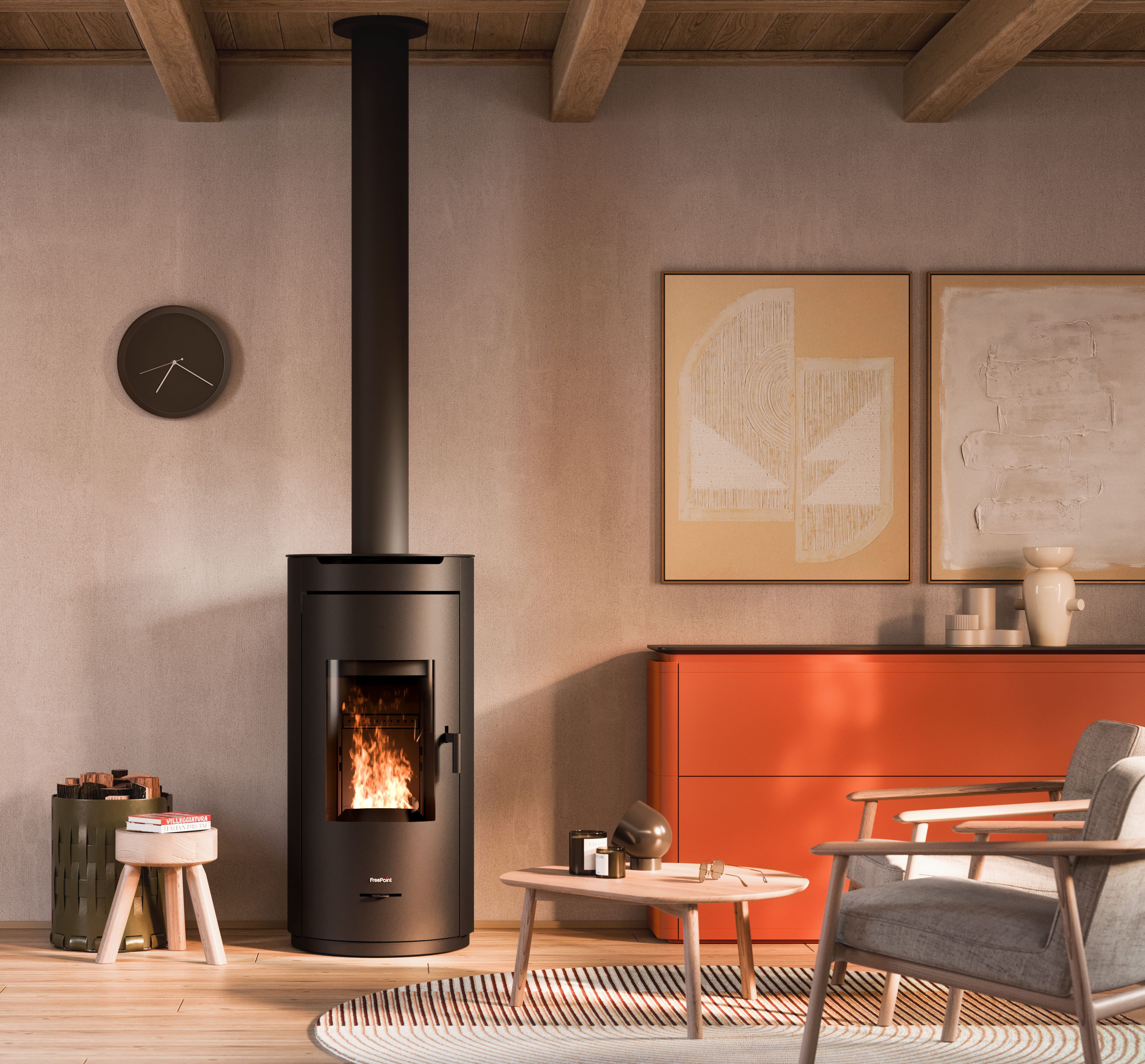 Freepoint Kaminofen EOS 8 Wood Air, 8 kW, Zeitbrand