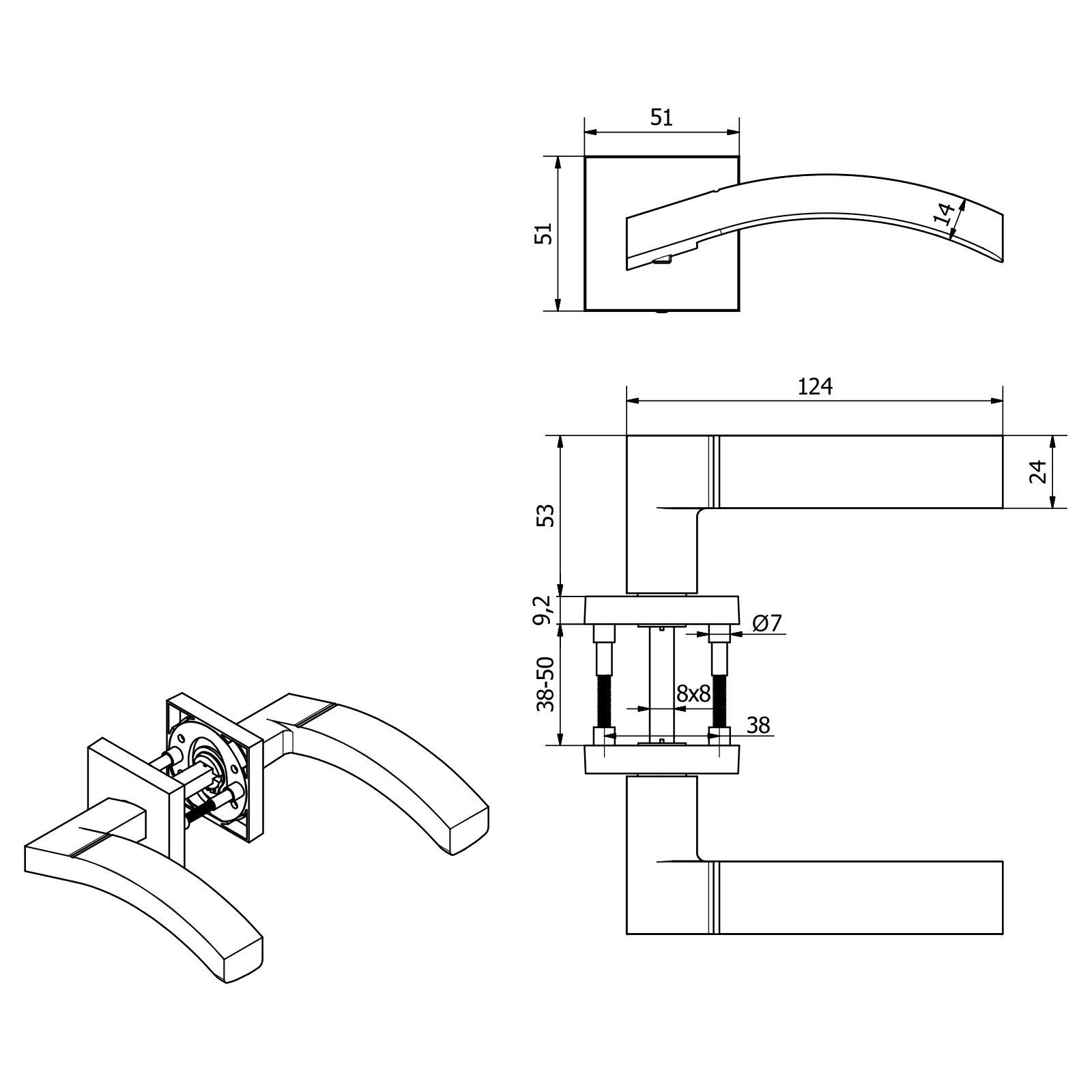 SO-TECH® Drückergarnitur Türdrücker INGVAR Aluguss schwarz inkl. Befestigungsmaterial, Spar-Set, 1-tlg., mit Papier-Bohrschablone, mit BB-Rosetten - Buntbart fü – Bild 5 von 5