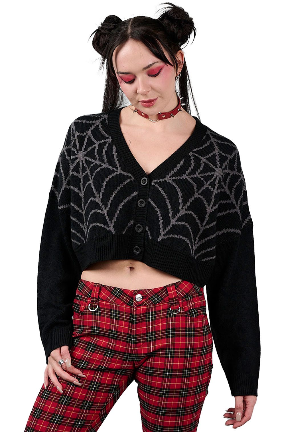 Banned Strickjacke Web Of Night Cardigan Spinnennetz Gothic Grufti