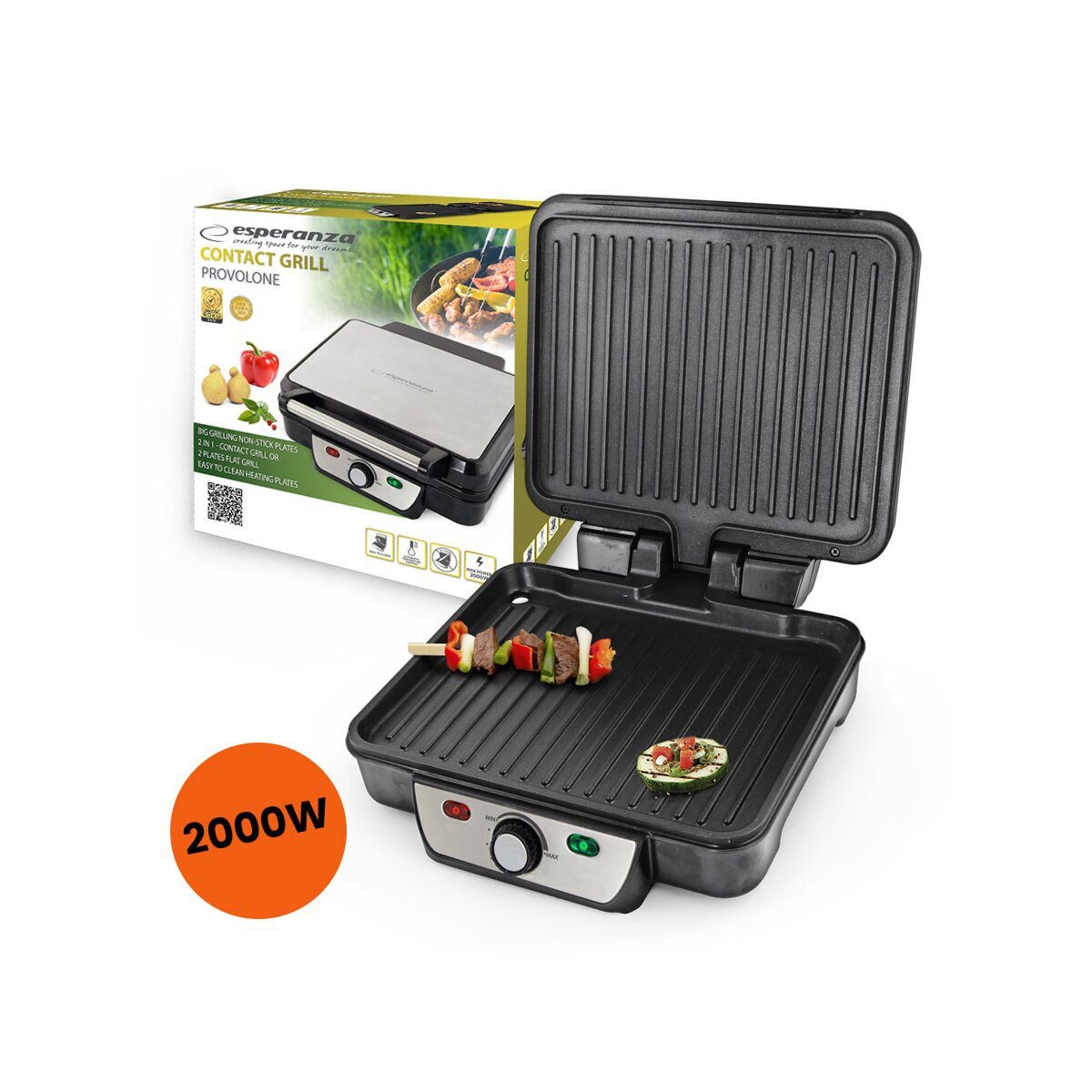 Esperanza Kontaktgrill Esperanza Provolone Kontaktgrill Elektro Tischgrill EKG007