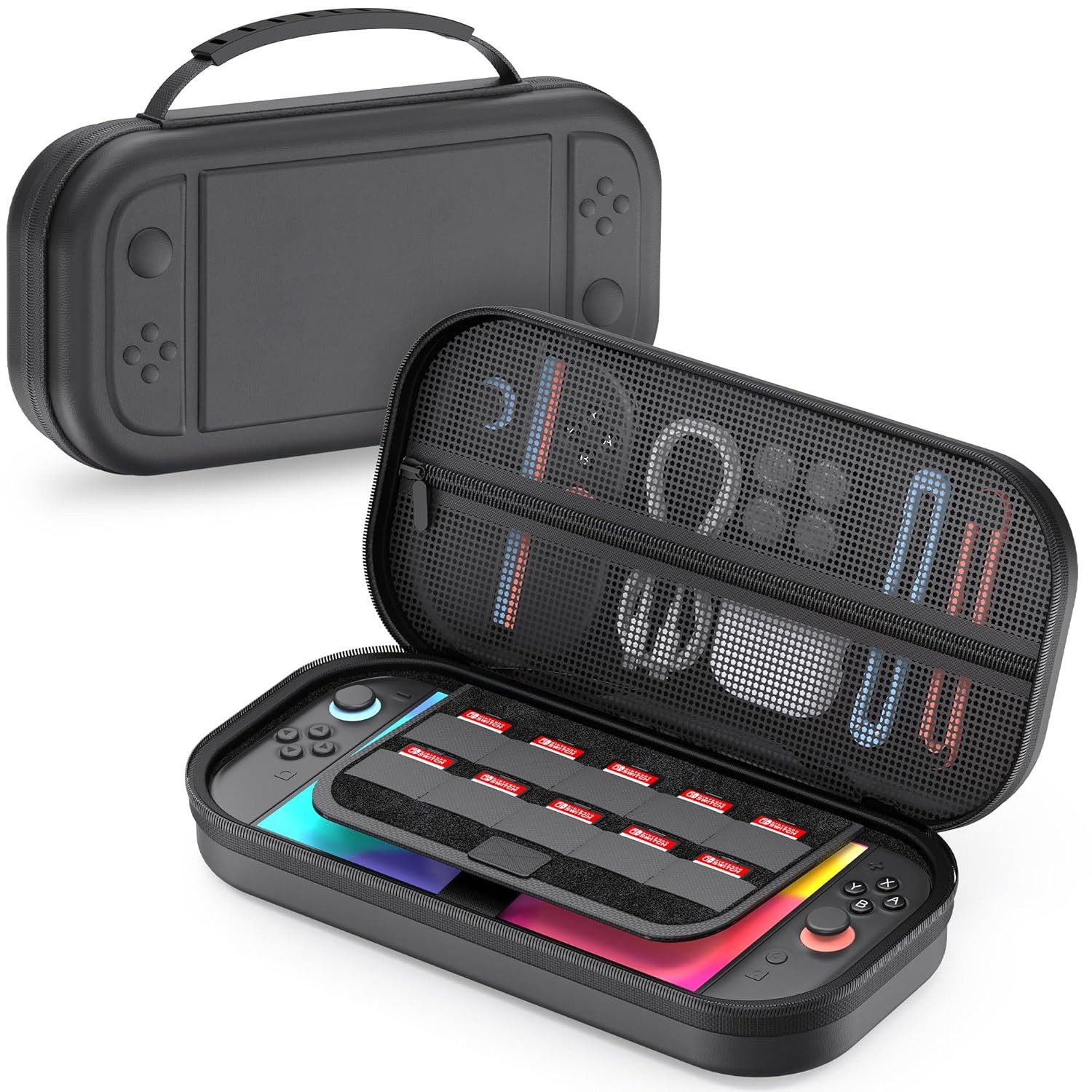 TUWENA Switch 2 Tasche Kompatibel Schutzhülle, Harte Tragetasche Hülle Case Zubehör Nintendo (mit Aufbewahrung für 10 Spiele, Konsole)