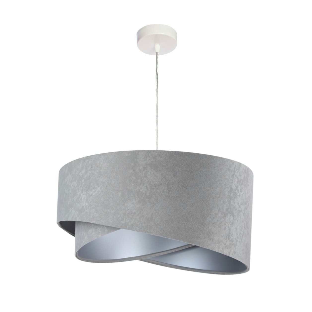 Modern Esszimmerlampe Silber Pendelleuchte Stoff E27 Grau MADAN, Licht-Erlebnisse ohne Esstisch Leuchtmittel, Hängelampe