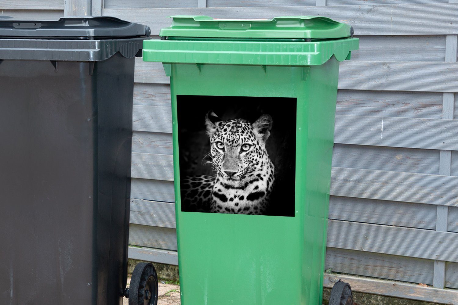 Panther Sticker, - (1 Schwarz Container, Weiß Wandsticker St), Abfalbehälter - Mülleimer-aufkleber, Mülltonne, MuchoWow