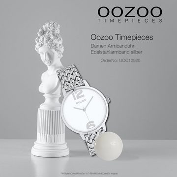 OOZOO Quarzuhr Oozoo Unisex Armbanduhr silber Analog, (Analoguhr), Damen, Herrenuhr rund, (ca. 38mm) Edelstahlarmband, Elegant-Style