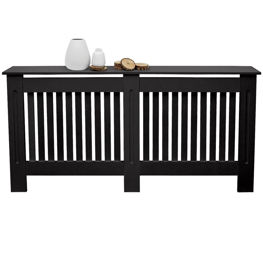 ML-DESIGN Heizungsverkleidung Heizkörperabdeckung aus Holz Heizkörperverkleidung für die Heizung, Zubehör für Heizkörper, Heizungsverkleidung lackiert Landhausstil 152x19x82 cm Schwarz aus MDF