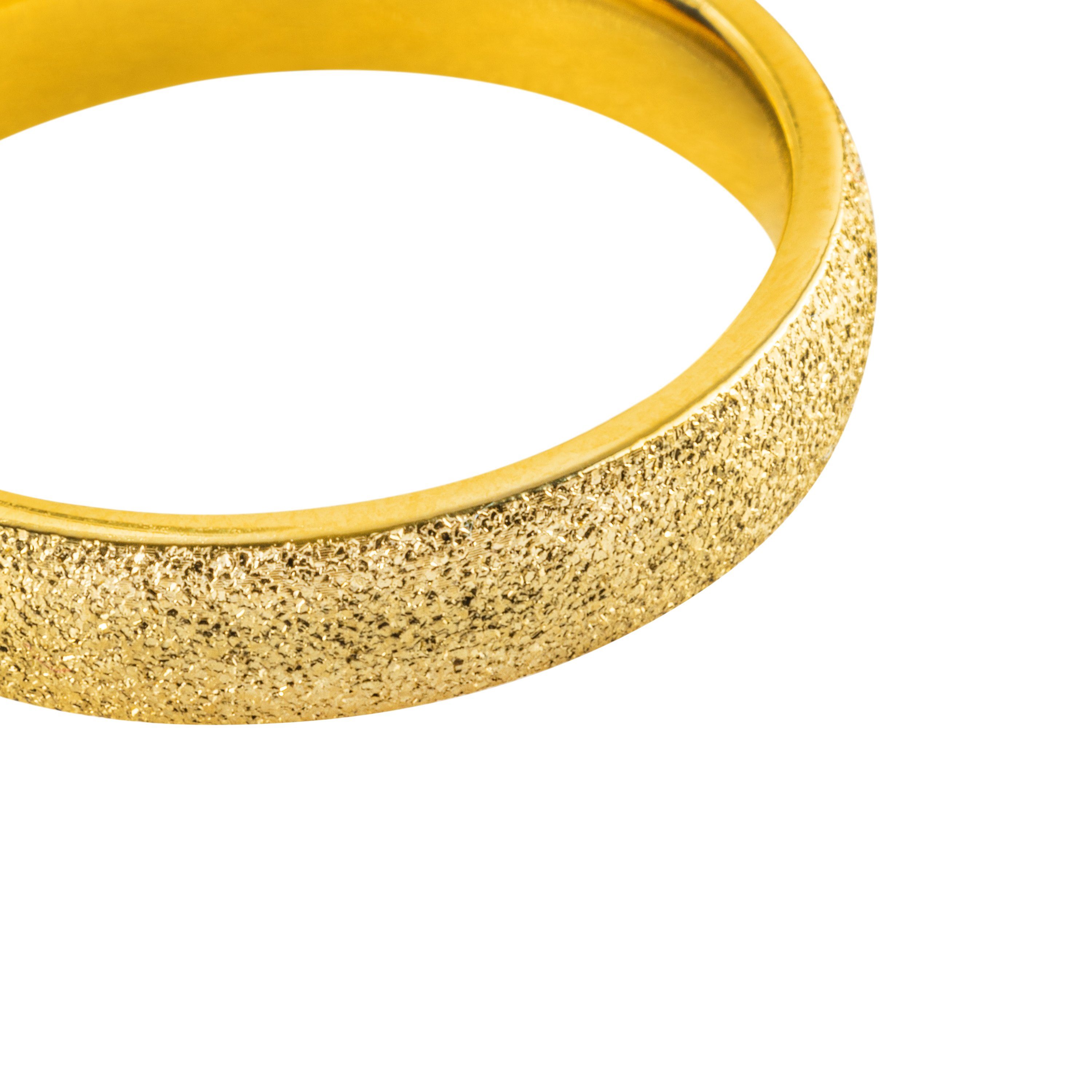meditoys Fingerring Damen-Edelstahlring · goldfarben mit Kristalleinschlüssen · 63