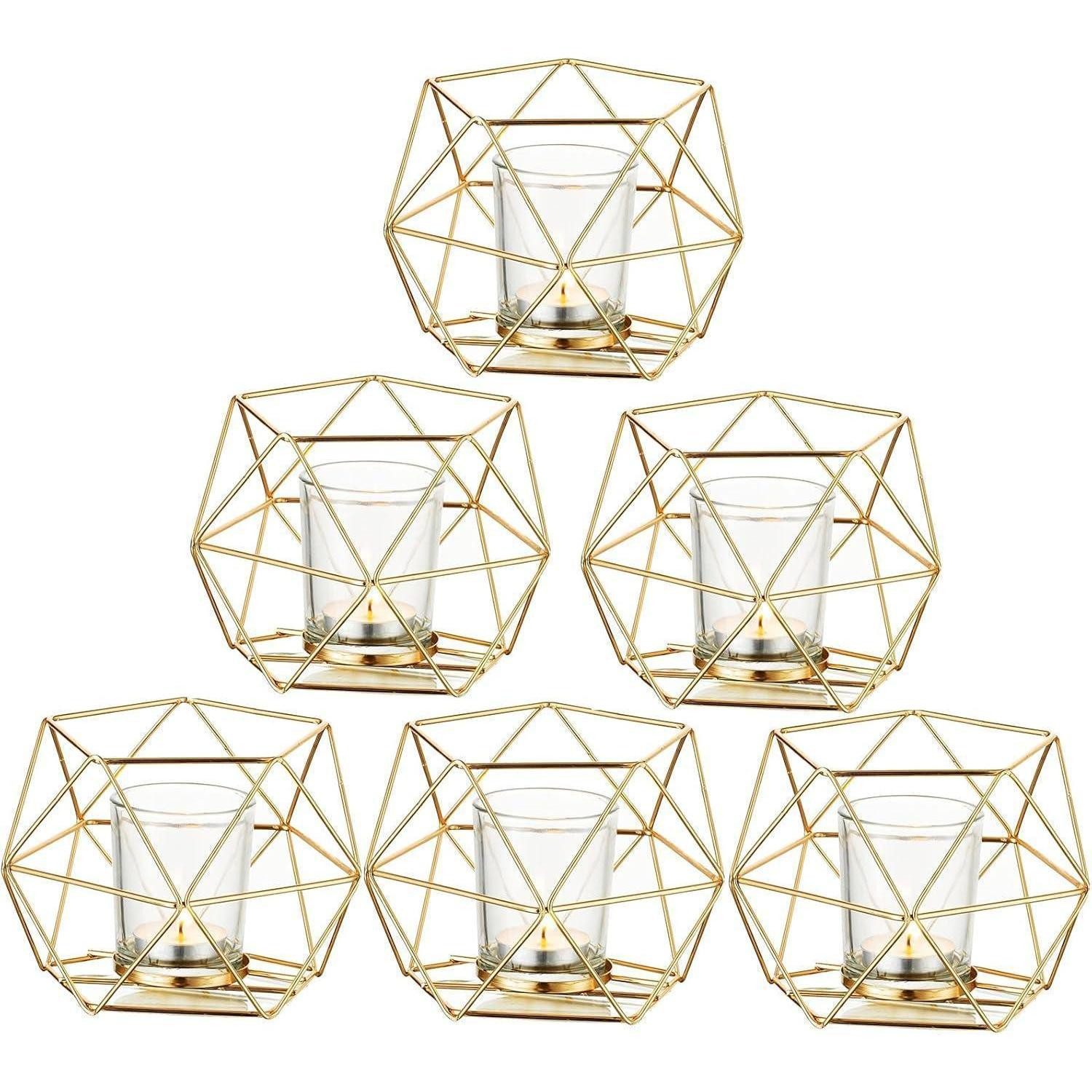 LuxusKollektion Teelichthalter Teelichthalter Kerzenhalter Metall Gold Geometrisch 6er Set 6 PC Gold