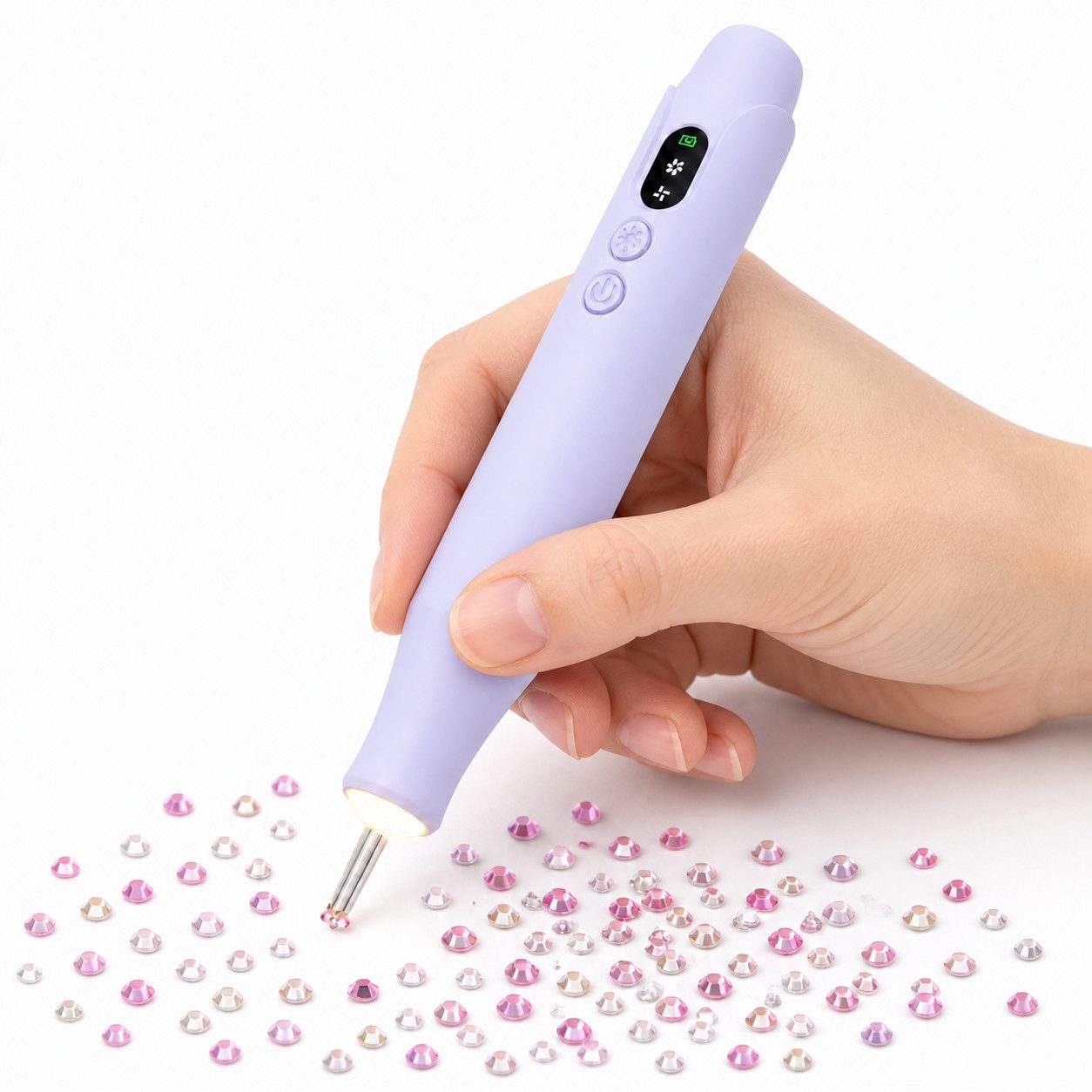 marmortrend Sehnsucht nach Einzigartigkeit Druckbleistift Elektrischer Diamond Painting Stift mit Beleuchtung, ein Tipp für alle, (keine Notwendigkeit für Trinkgeld, für alle Arten von Diamanten geeignet), neuesDesign Leiser Saugstift,Kabellos,Wiederaufladbar,direkt verwenden