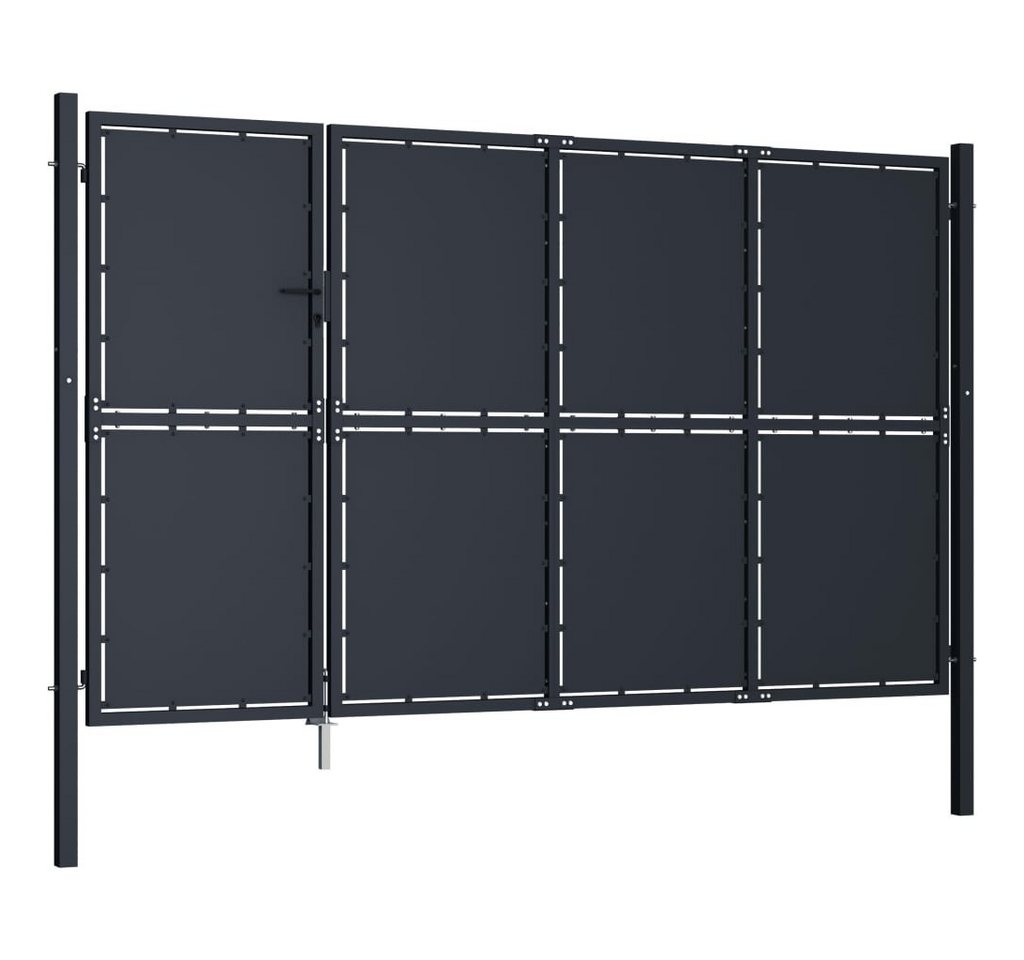Thumbnail - vidaXL Gartentor Gartentor Stahl 350 x 150 cm Anthrazit Zauntor