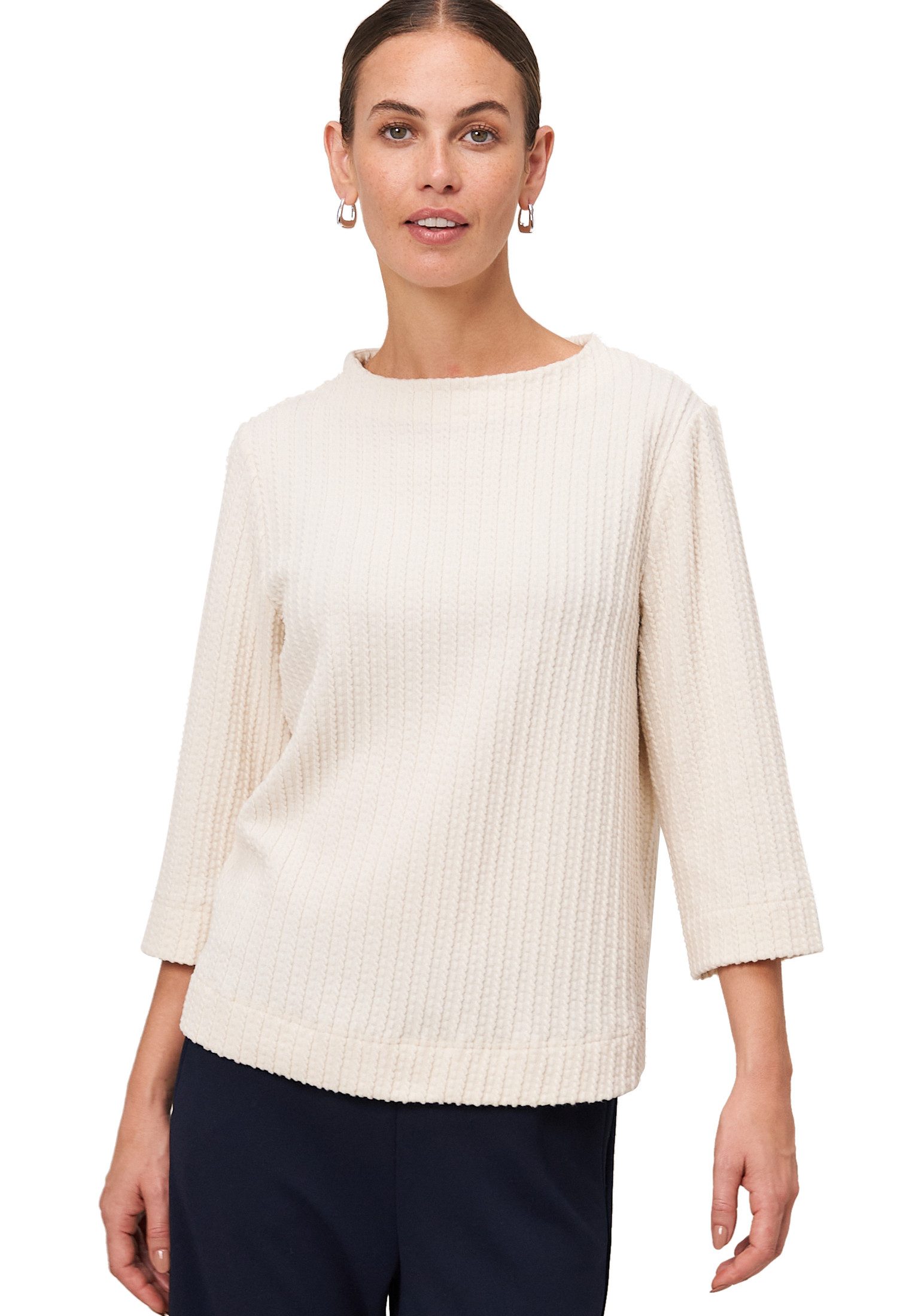 Zero Sweatshirt Damen Sweatshirt mit Strukturmuster Plain/ohne Details günstig online kaufen