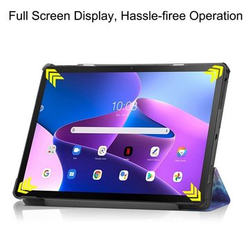 Wigento Tablet-Hülle Für Lenovo M10 Plus 3. Gen 2022 3folt Wake UP Smart Cover Tablet Tasche Etuis Hülle Case Schutz Motiv 1