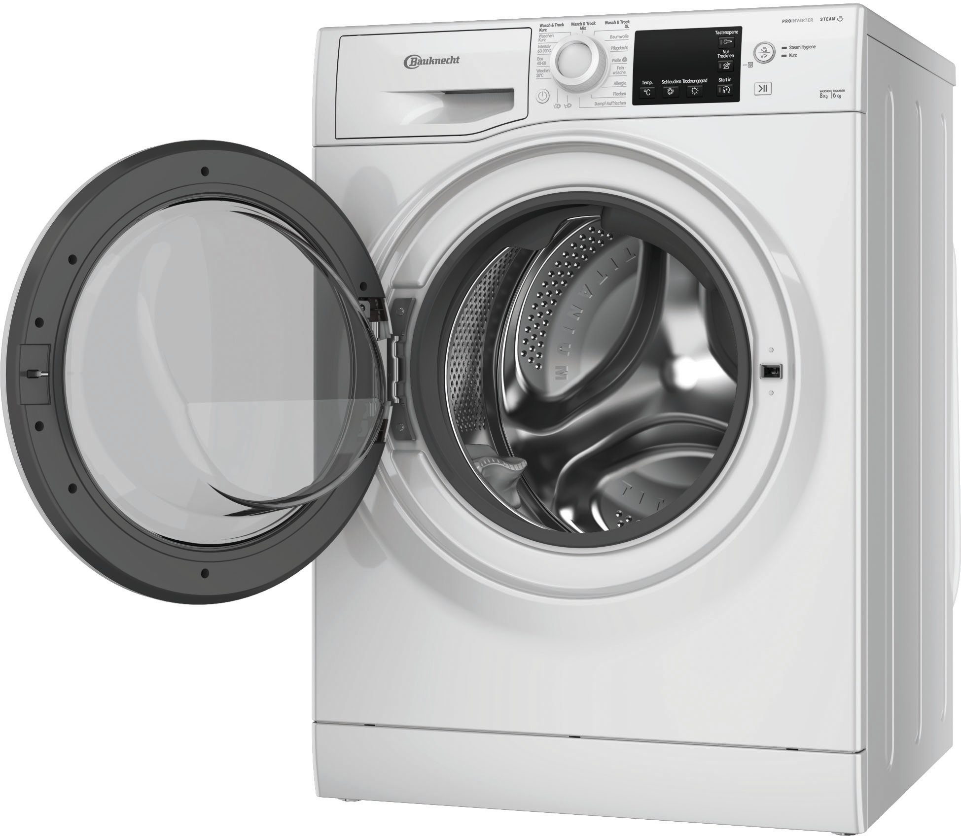 BAUKNECHT Waschtrockner WT Eco Plus 86 43 N, 8 kg, 6 kg, 1400 U/min