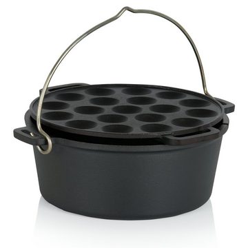 BBQ-Toro Grilltopf 19-tlg. Set in Holzkiste, Dutch Oven Feuertopf und mehr, Preseasoned, Gusseisen (Set, 19-teiliges Dutch Oven Set in Holzkiste)