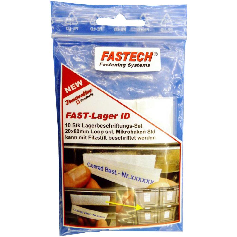 Klett-Beschriftungsfelder FASTECH® (610-010-Bag) S, Fastech®, 10 zum Klettband 610-010-Bag Aufkleben Weiß