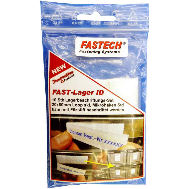 Klettband FASTECH® 610-010-Bag Klett-Beschriftungsfelder zum Aufkleben Weiß 10 S, Fastech®, (610-010-Bag)