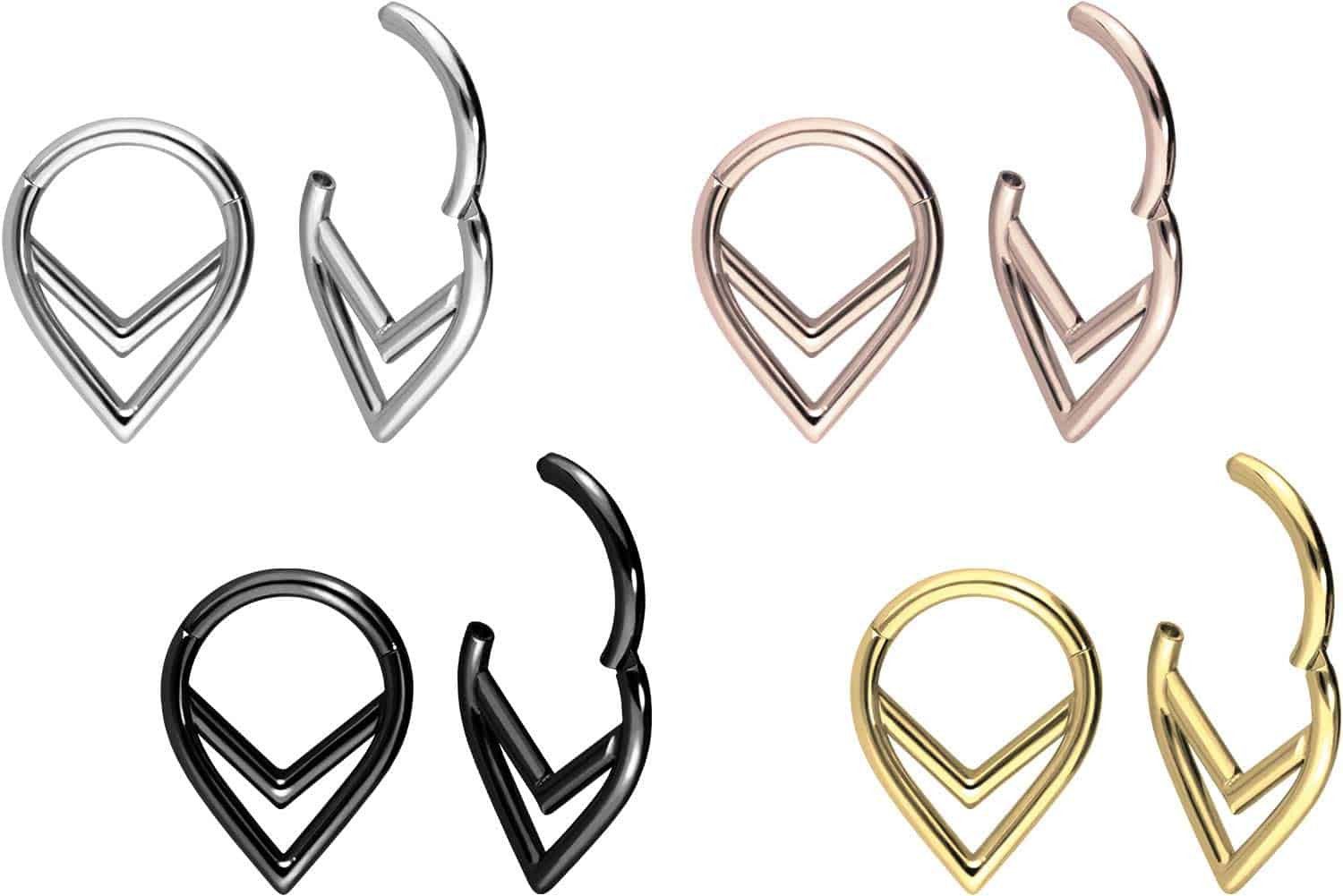 PIERCINGLINE Nasenpiercing Titan Segmentring Clicker 2 SPITZE RINGE Ohrpiercing Septum Nase (Clicker, 1-tlg), Ohrpiercing für Conch, Helix, Tragus, Daith, Lobe