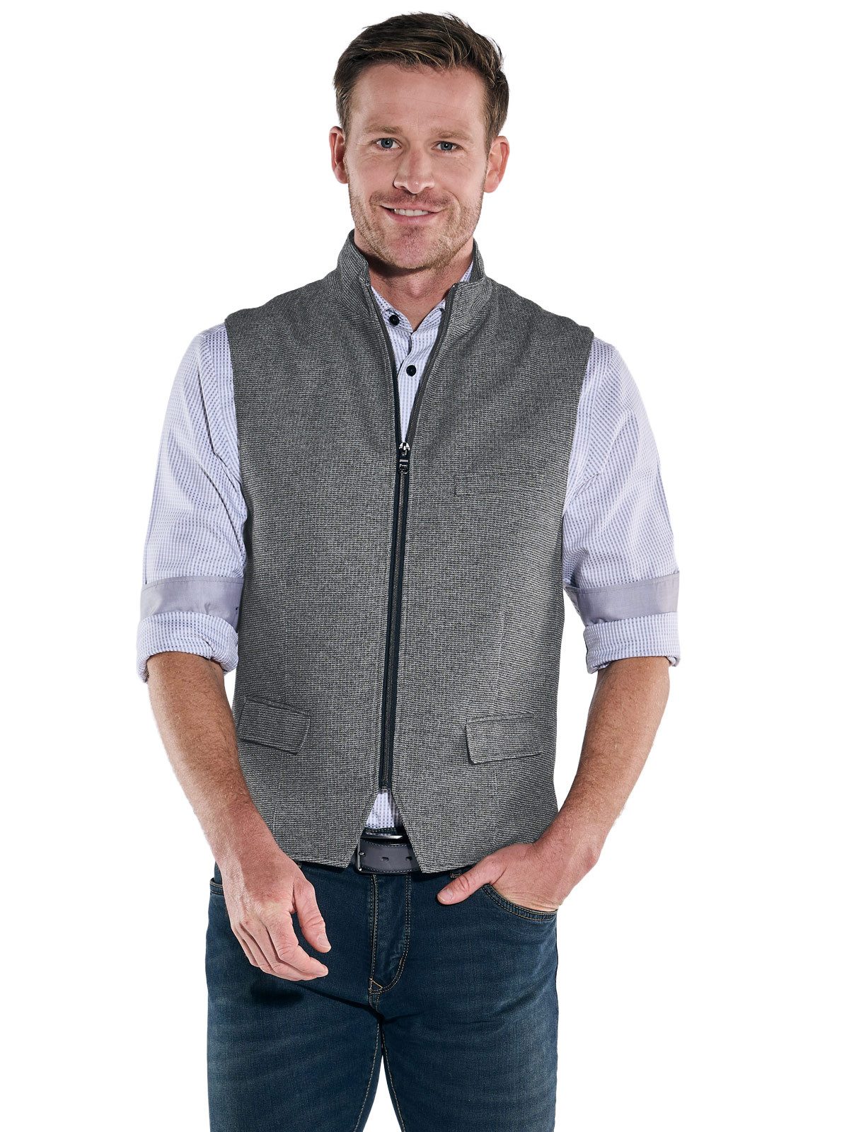 Engbers Anzugweste engbers Herren Sakko-Weste mit Zipper, Grau