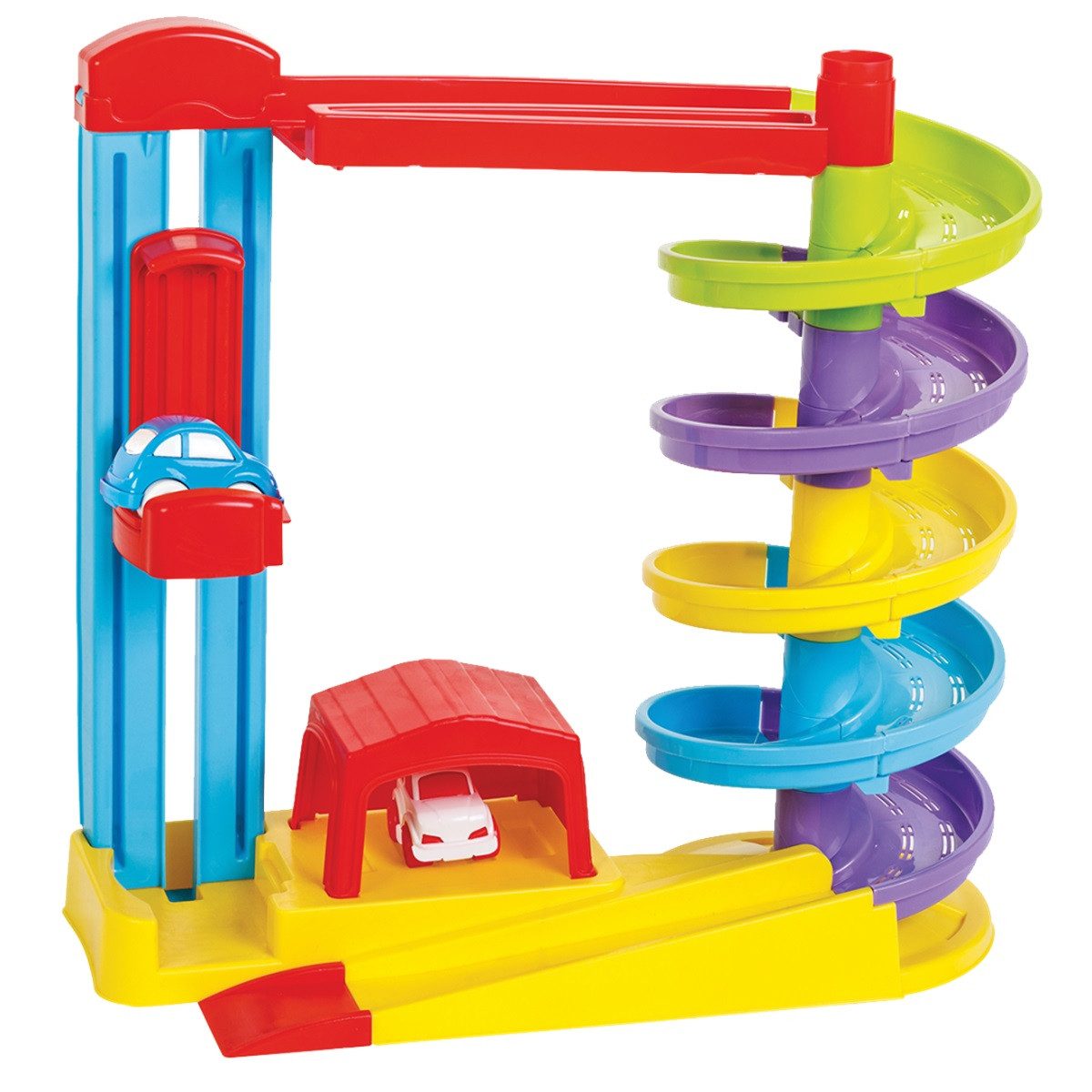 Lemodo Autorennbahn Autobahnset inkl. 2x Autos,Aufzug und Garage für Kinder günstig online kaufen