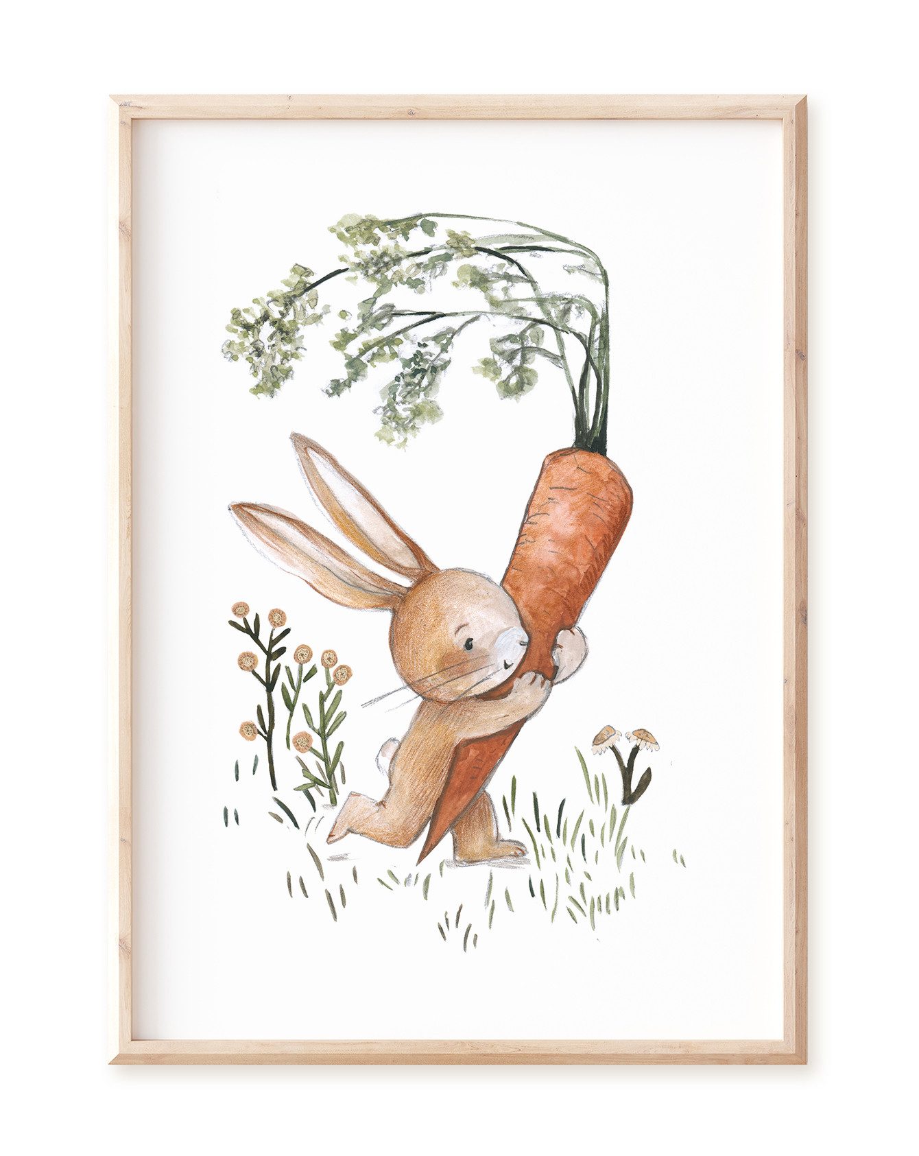 Pipapier Poster "Möhrchen für Hase", Kinderzimmerposter, Tierposter, Hasenposter, Osterbild