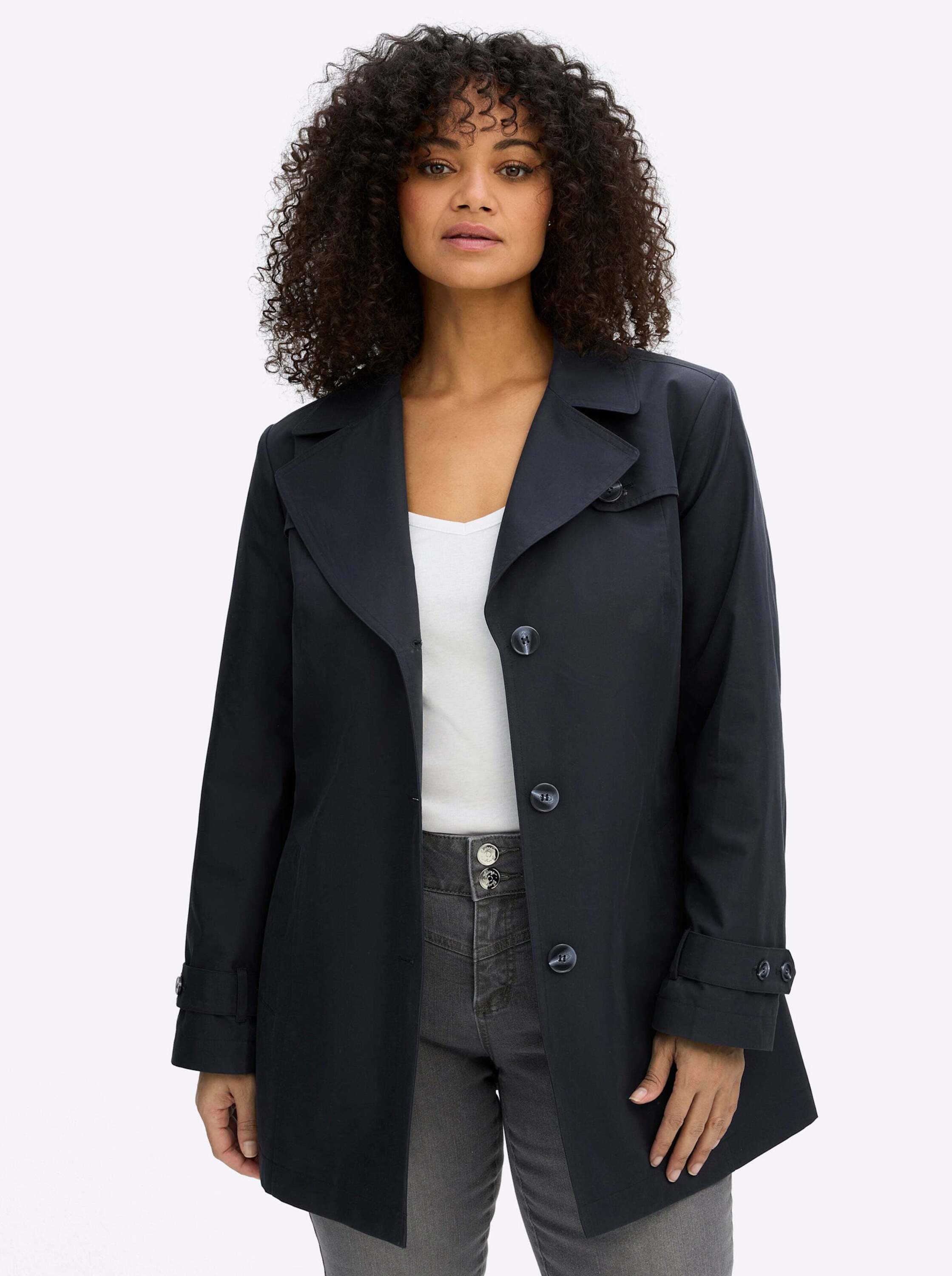 Sheego Allwetterjacke Trenchcoat Langarm mit Gürtel, wasserabweisende Quali günstig online kaufen