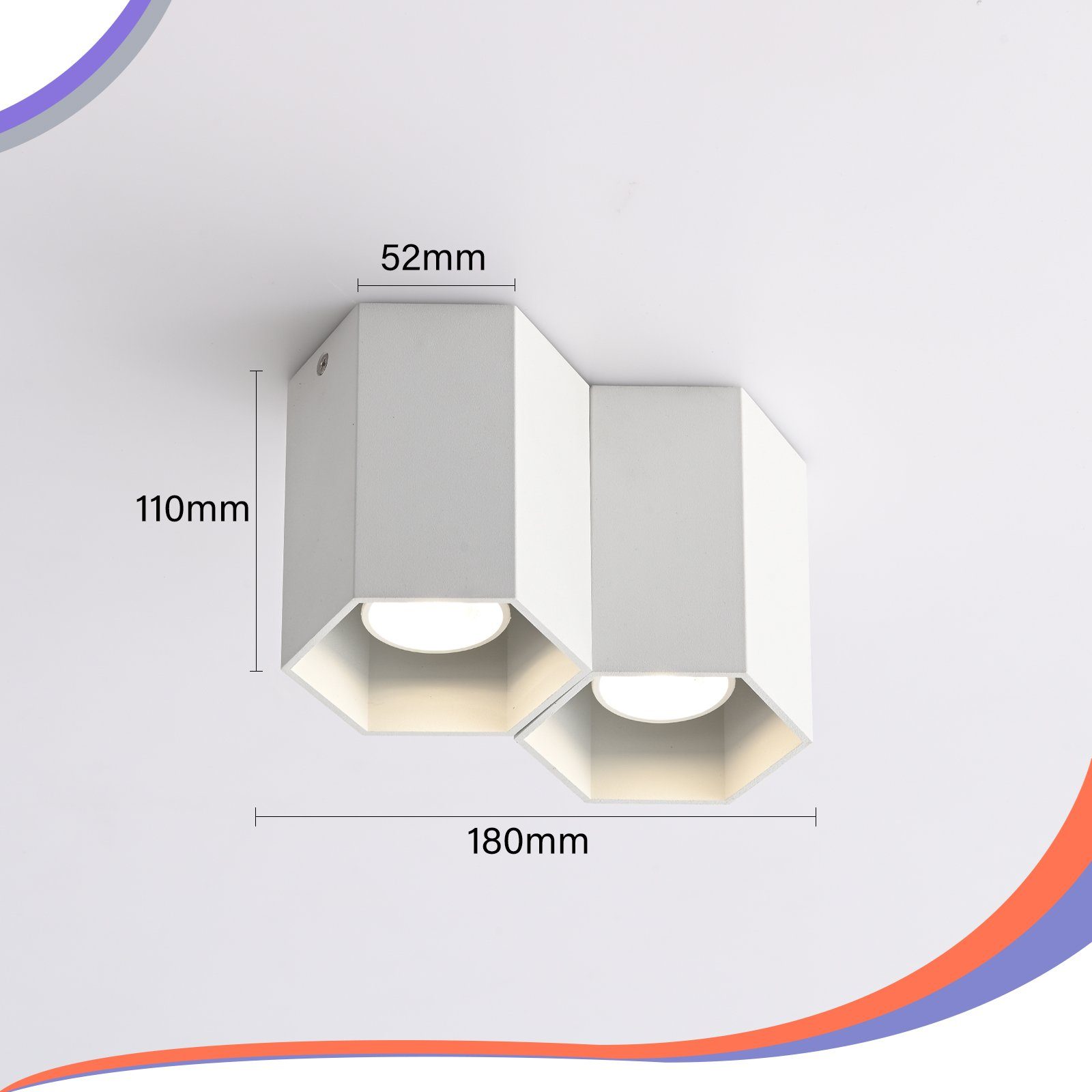 ZMH Küche Aufbaustrahler Deckenstrahler Spotleuchte Deckenleuchte Deckenspots für Design Weiß - 2 Aufbauspot LED LED Flammig, Modern GU10 ohne Leuchtmittel, Wohnzimmer,
