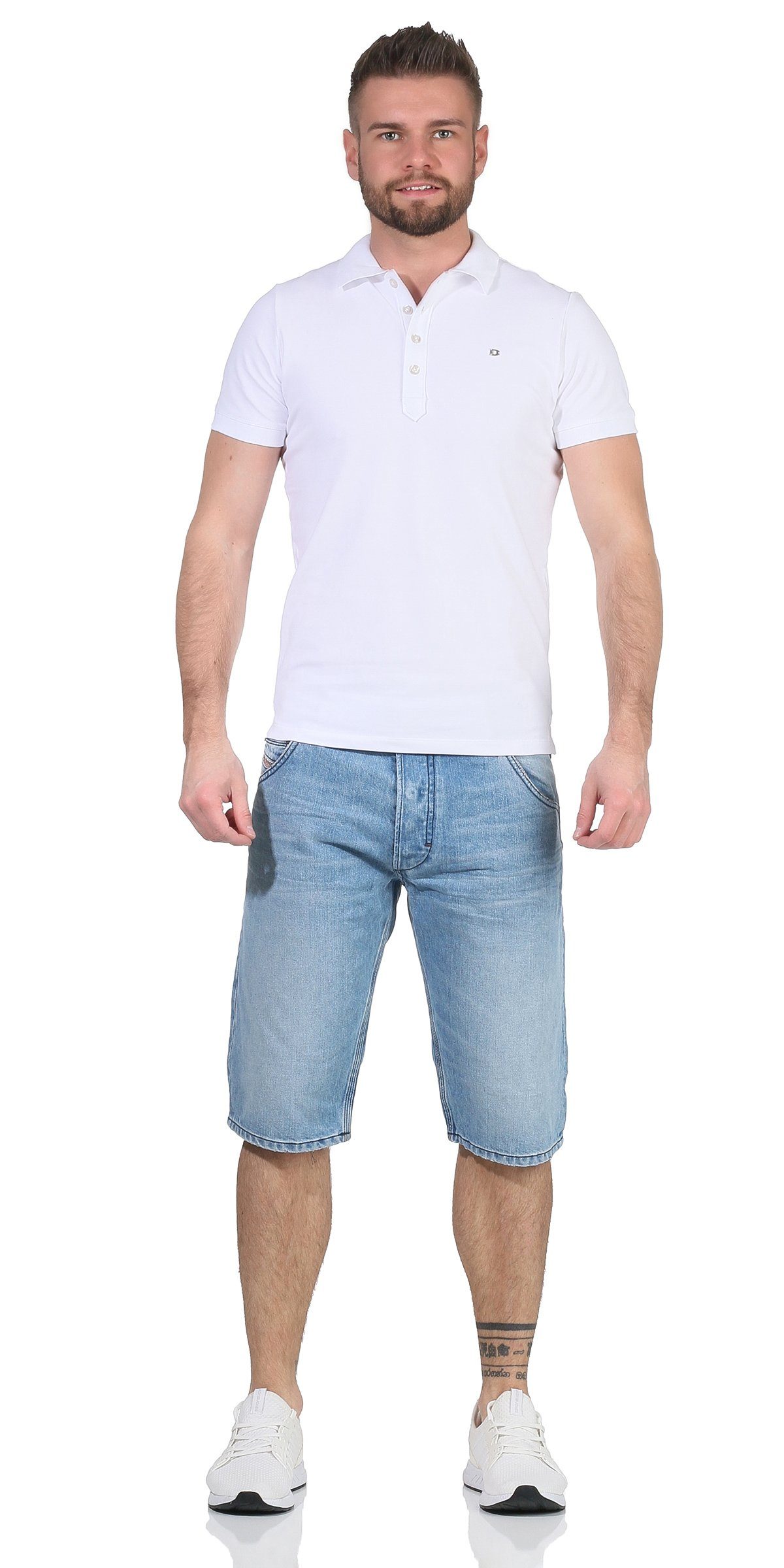 R18K5 Shorts, kurze Jeansshorts Herren Shorts Diesel Kroshort Used-Look RG48R Hose Jeans Hellblau dezenter