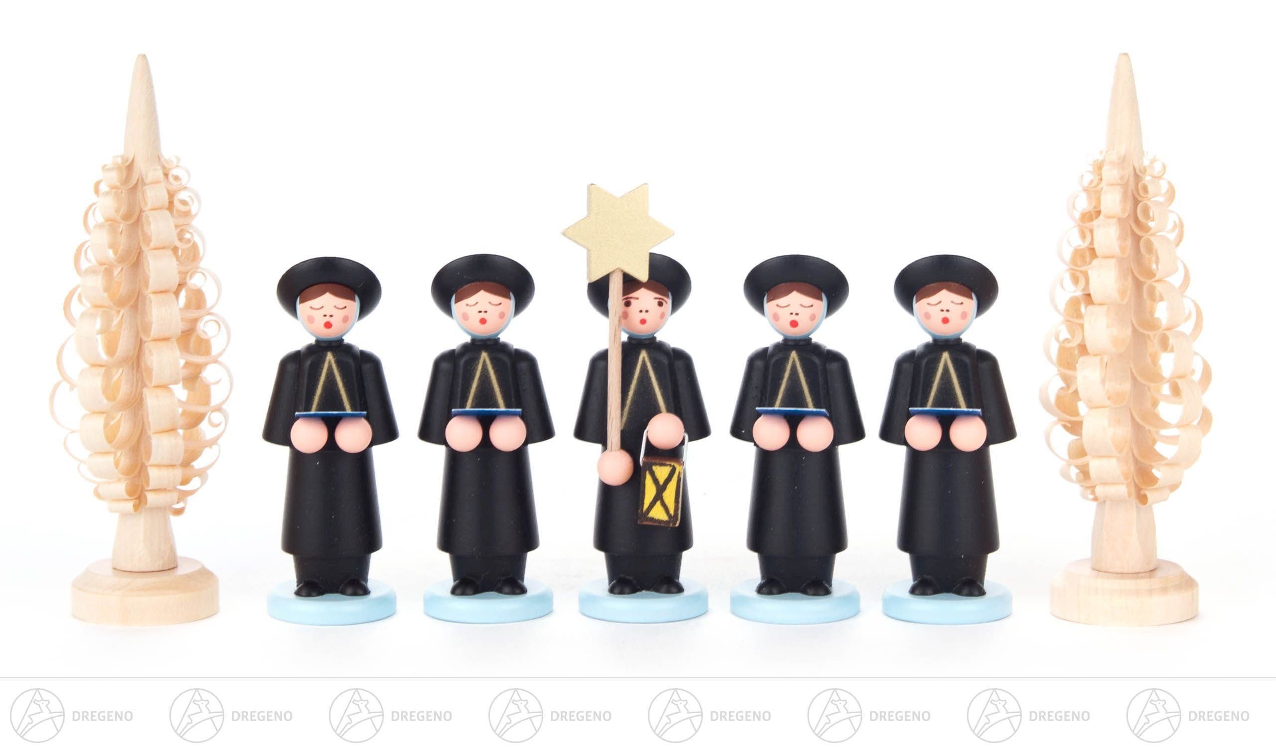 Dregeno Erzgebirge Weihnachtsfigur Kurrende Kurrendefiguren schwarz mit Spanbäumchen (7) Breite x Höhe x