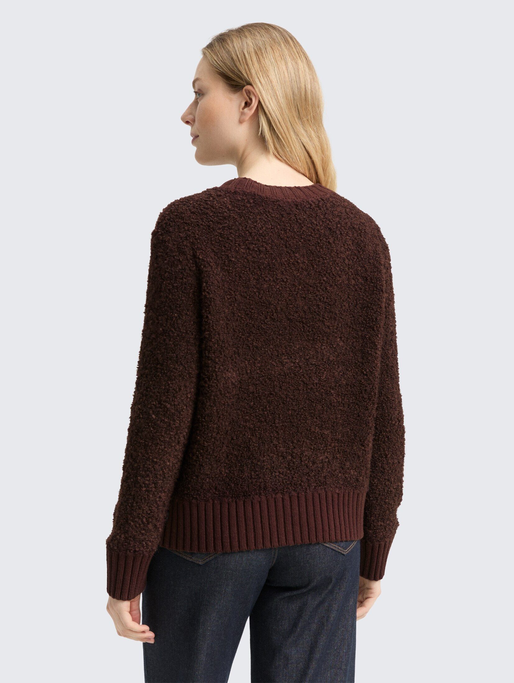 TOM TAILOR Cardigan Pullover & Strickjacken Bouclé Cardigan mit Wollanteil