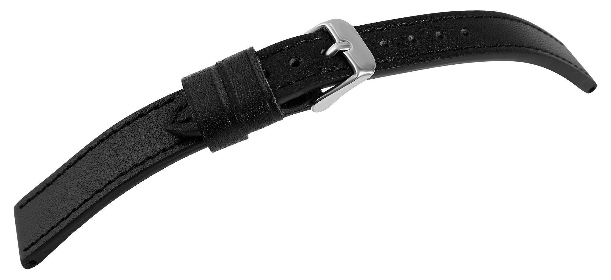 Engelhardt Uhrenarmband Ersatzarmband aus Echtleder - Schwarz - genäht - 10 - 26 mm